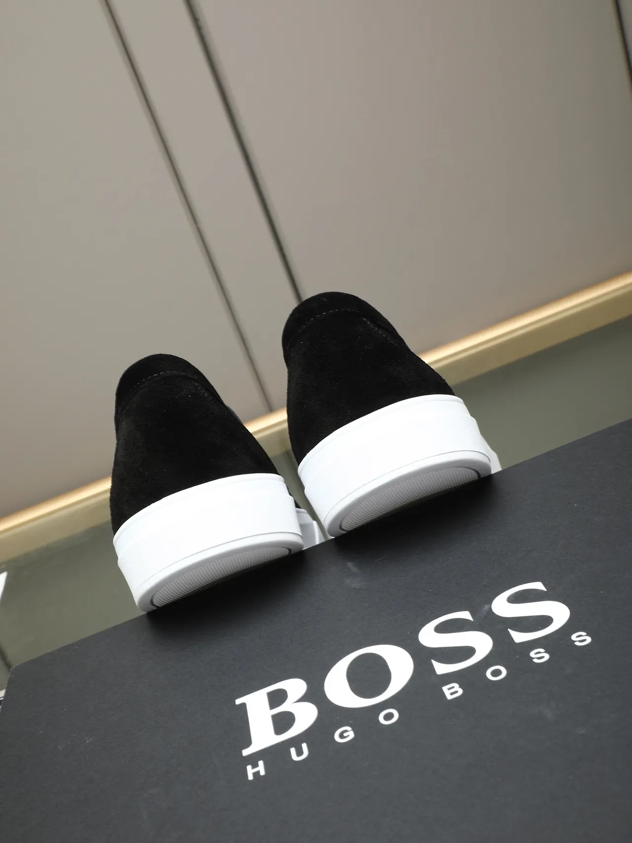 Hugo Boss Loafer Black White Suede Upper Platform Sole Loafer