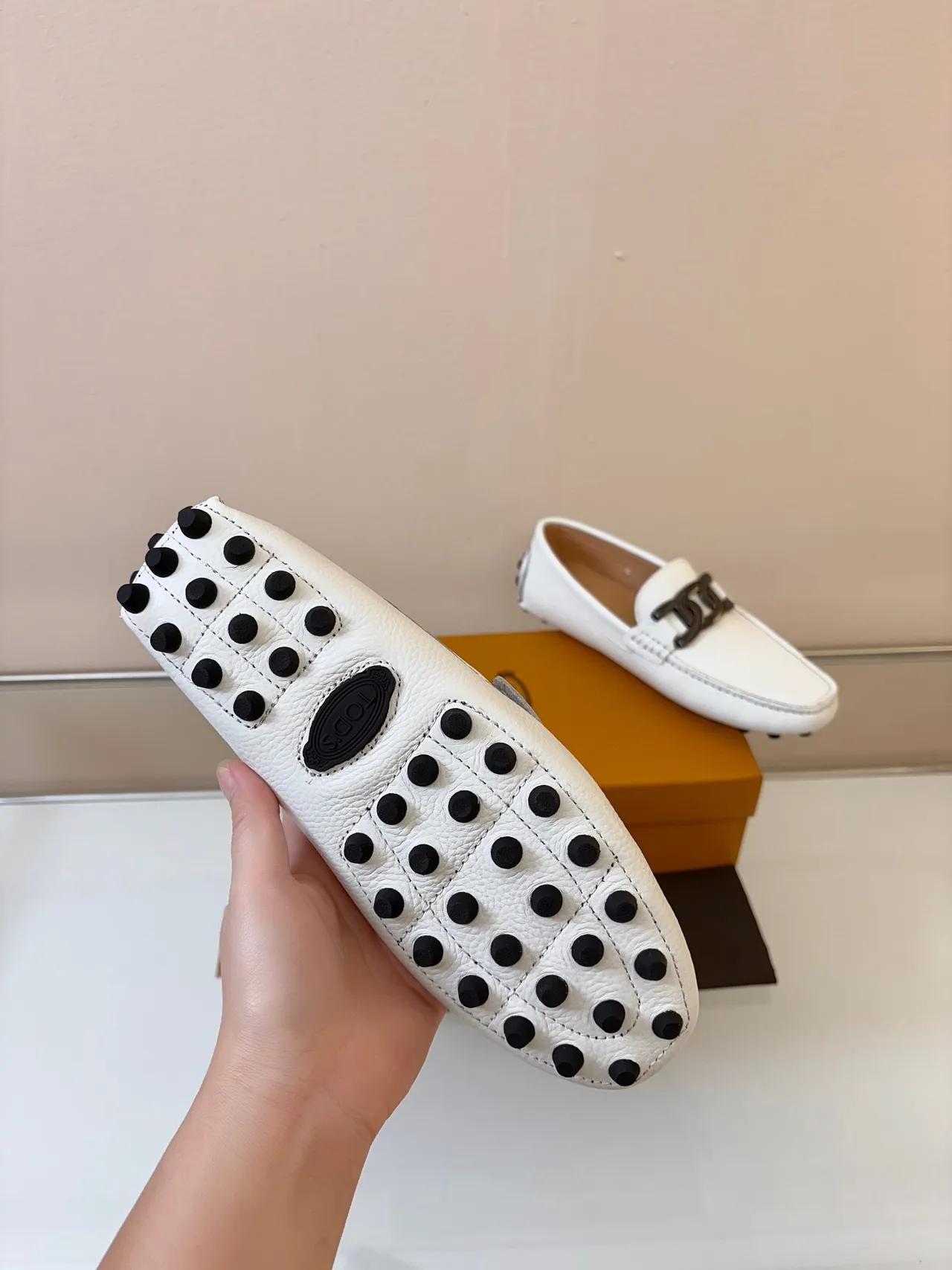 Tod's Gommino Horsebit Loafer White Pebbled Leather Loafers