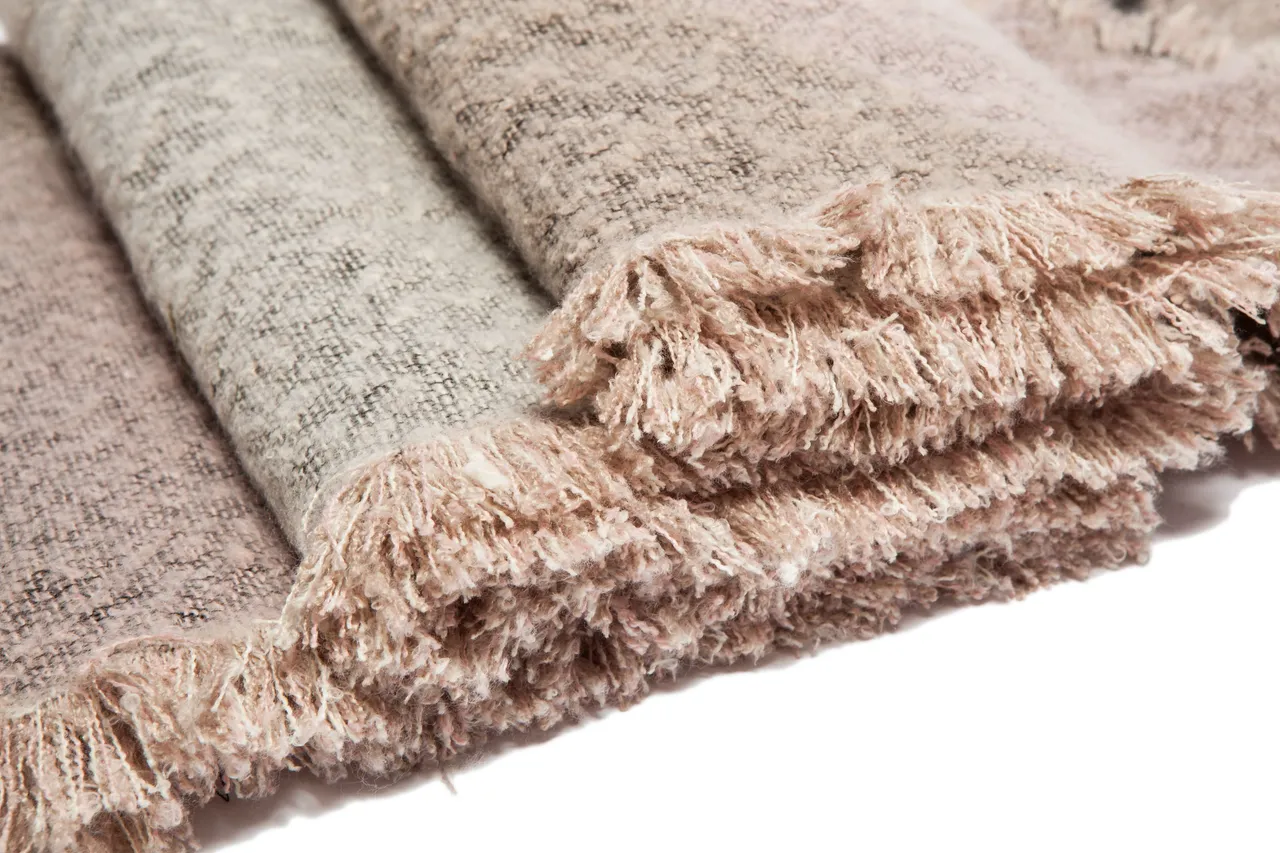Beige Black Woven Fringed Scarve