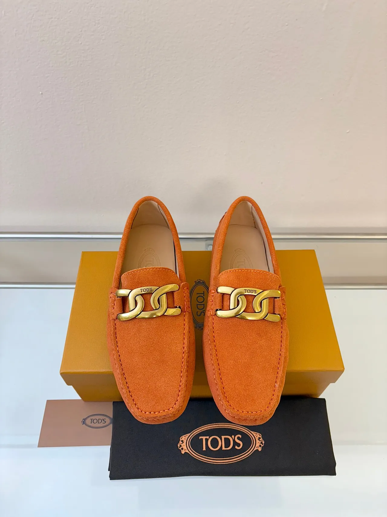 Tod's Gommino Loafer Orange Suede Horsebit Loafers