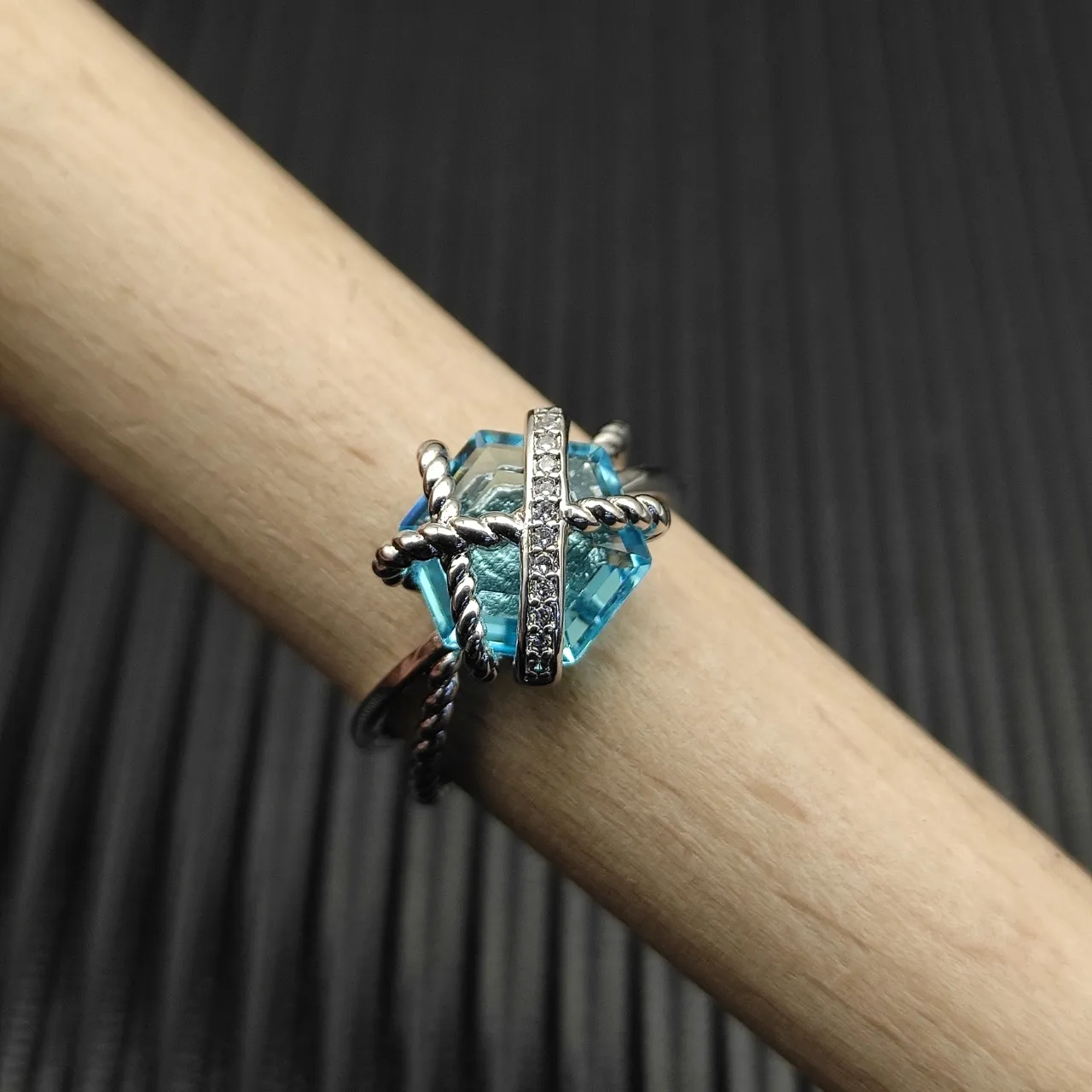 Tiffany & Co. Knot Blue Topaz and Diamond Ring