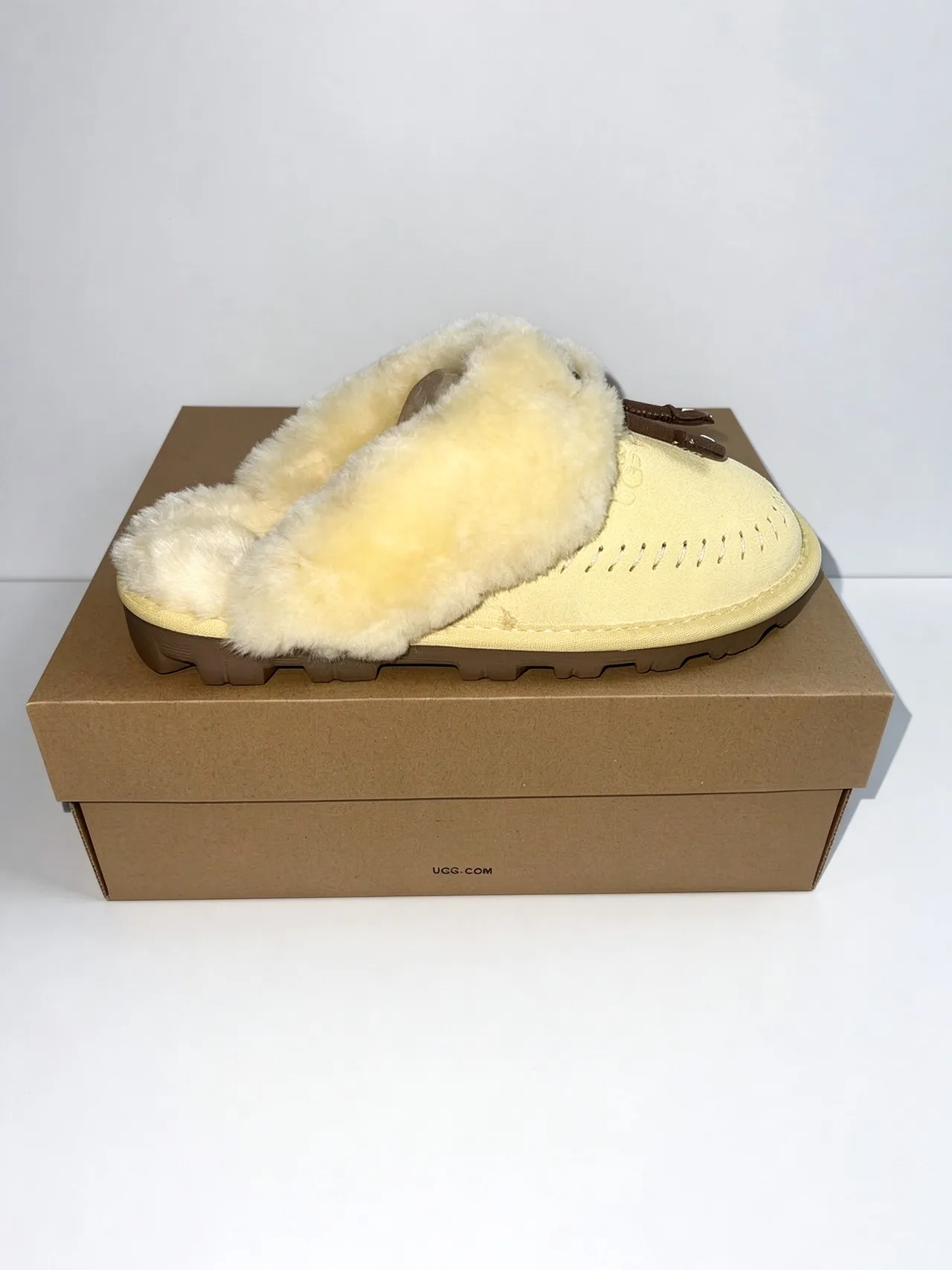 UGG Tasman Pale Yellow Shearling-Lined Slippers
