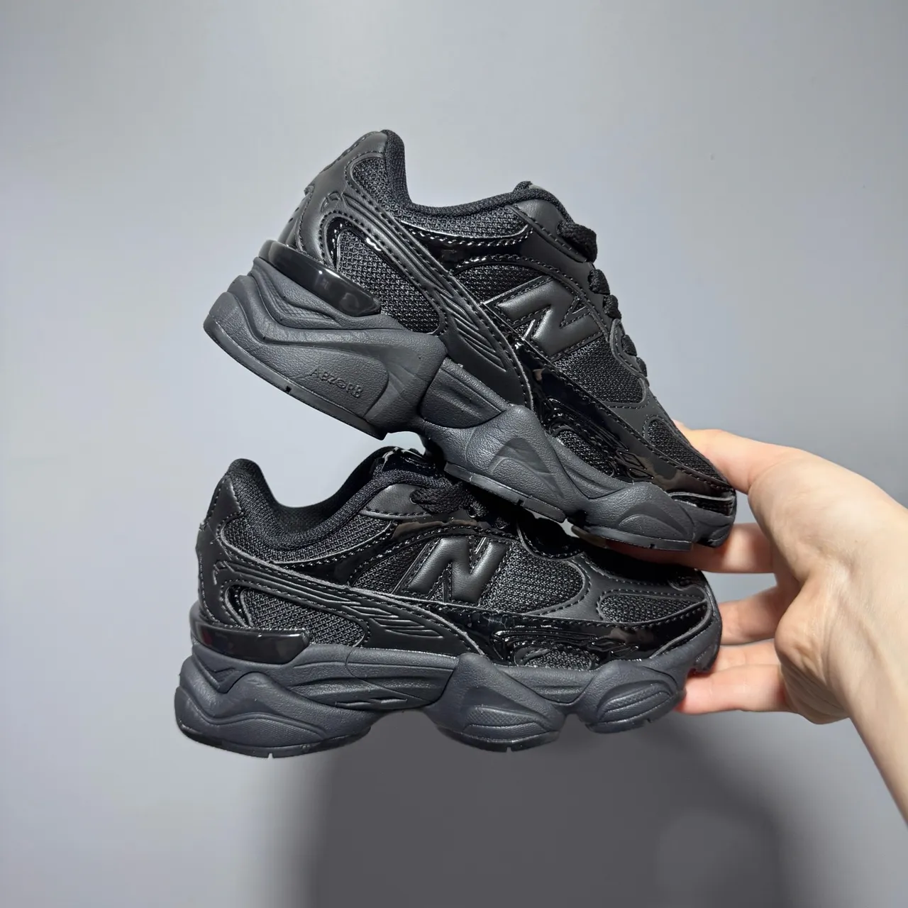 New Balance 9060 Black Glossy Chunky Sneakers