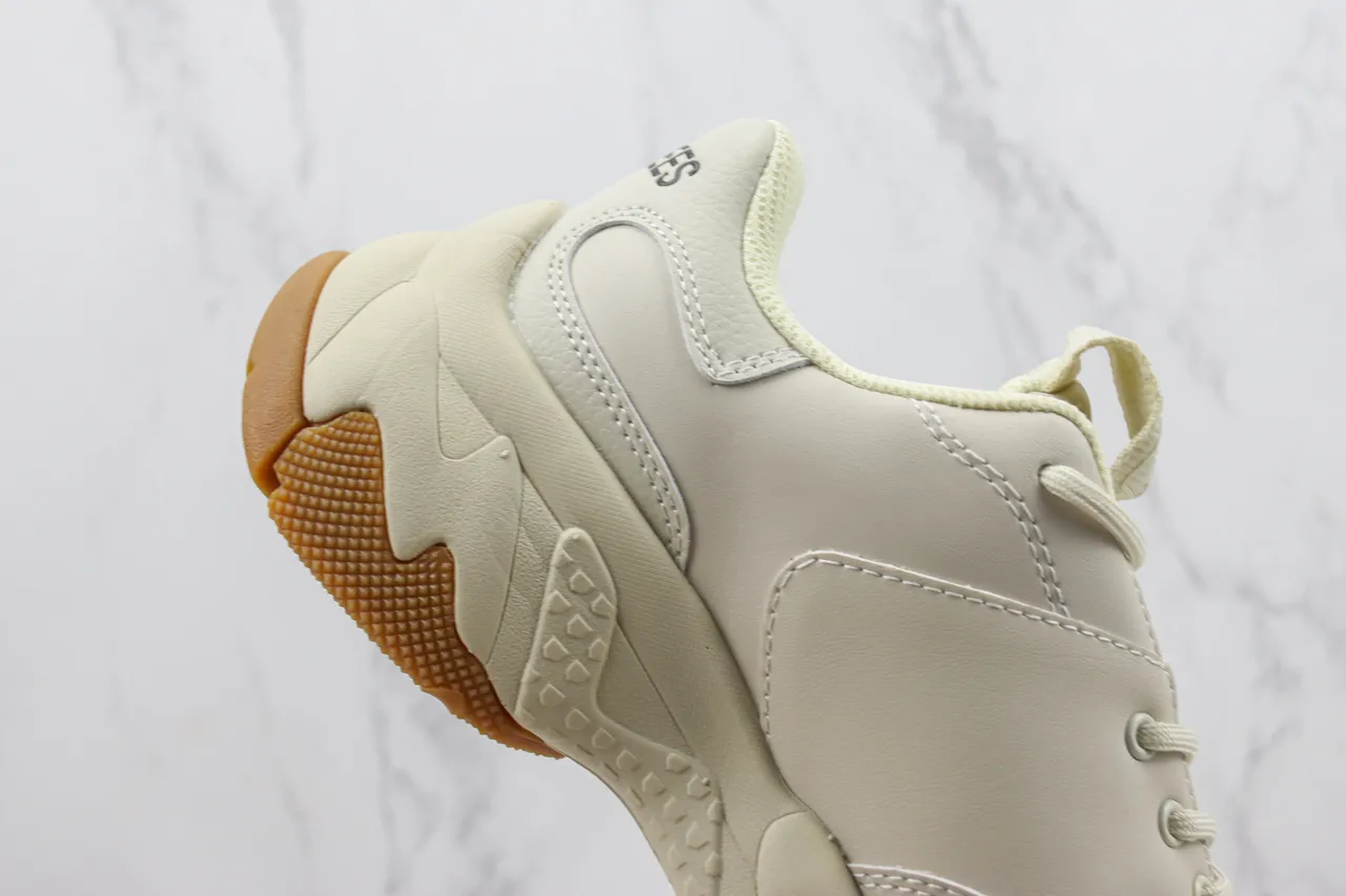 New Era Beige Black Sole Leather-and-Mesh Upper Chunky Sneakers