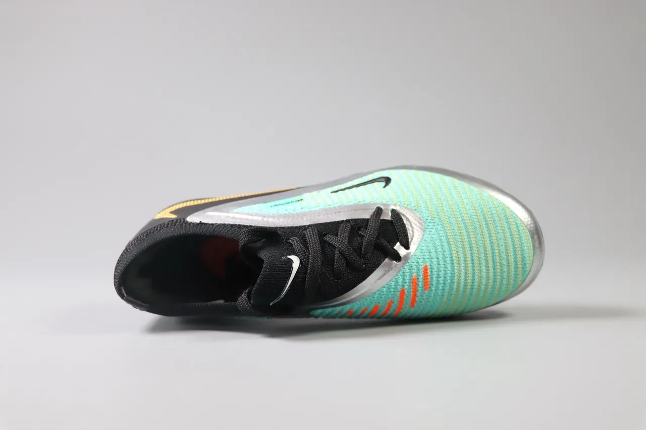 Nike Pink Green Low-Cut Synthetic Overlay Cage Artificial-Grass Soccer Shoes