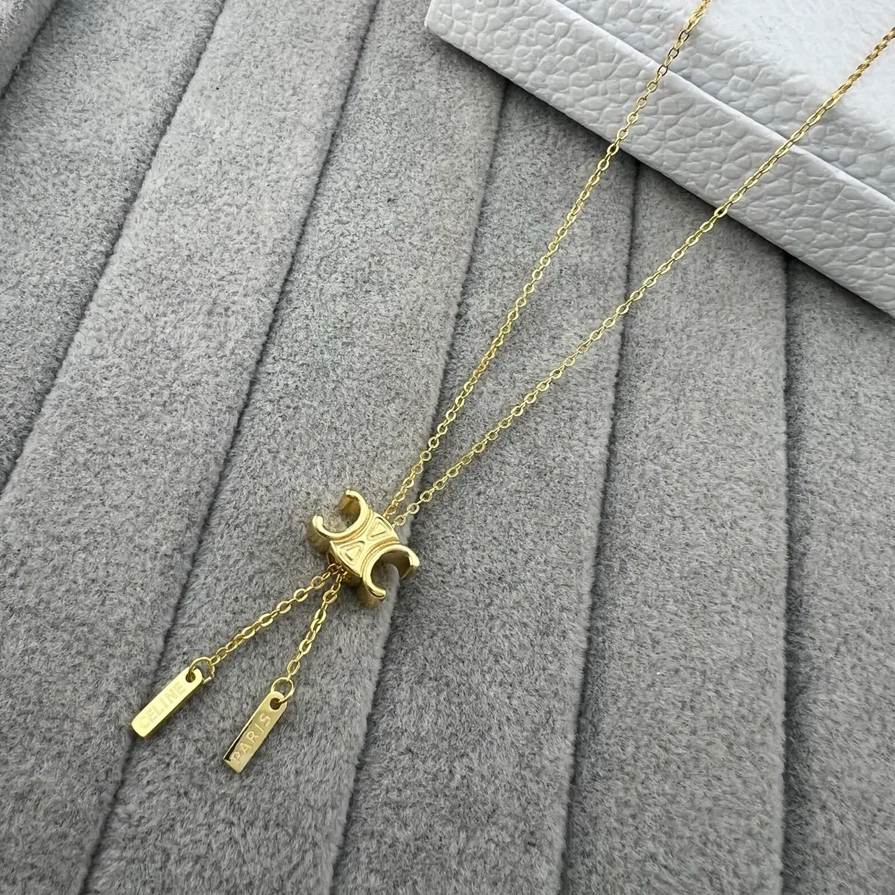 Celine Triomphe Gold-Tone Layered Chain Necklace
