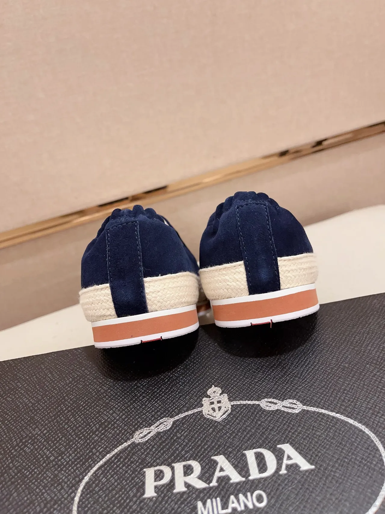 Navy Suede Slip-On Espadrille Boat Shoe
