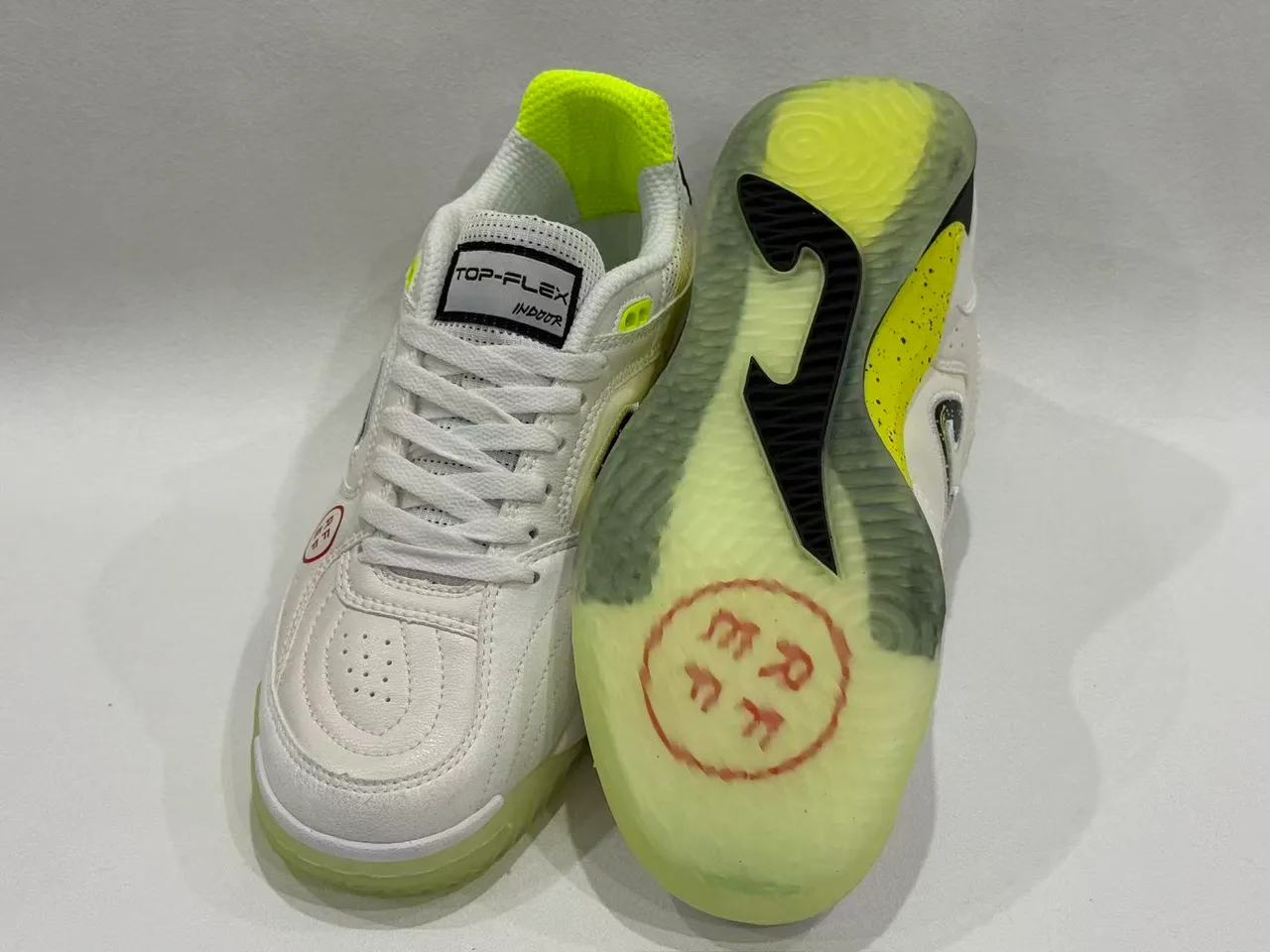 Joma White Yellow Low-Top Lace-Up Perforated Mesh Upper Sneakers