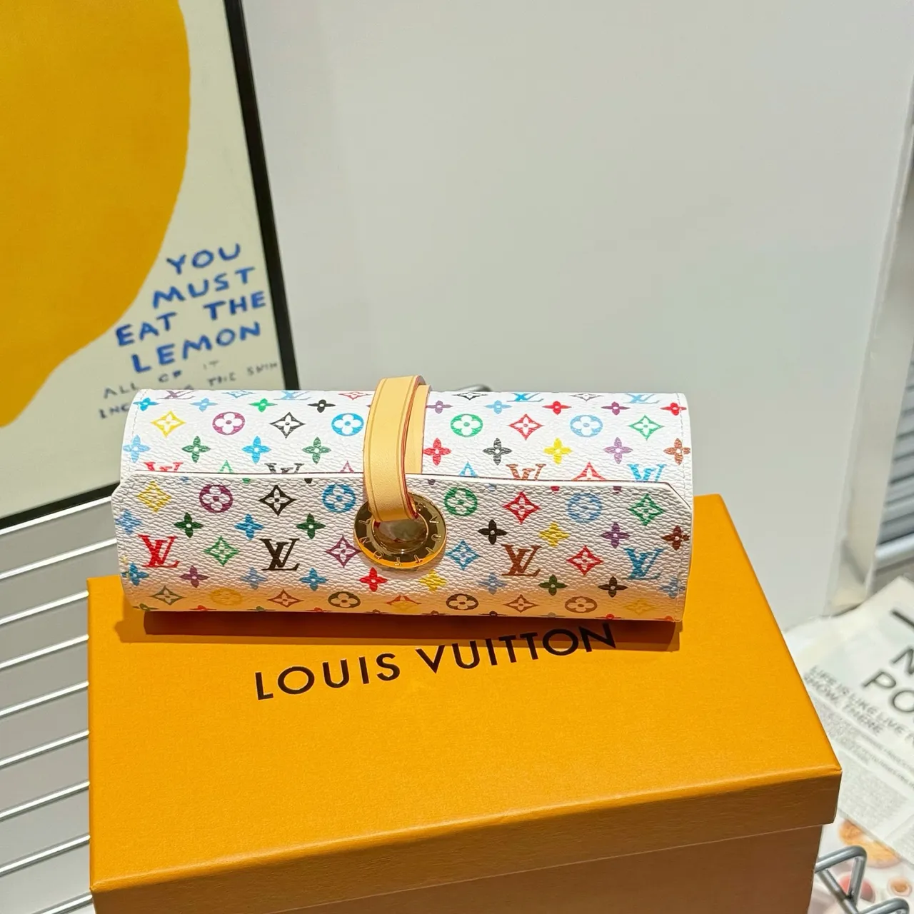 Louis Vuitton Multicolor Beige Roll-Top Monogram Print Wristlet