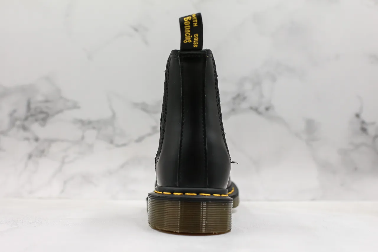 Dr. Martens Black Yellow Smooth Leather Elastic Side Gussets Chelsea Boots