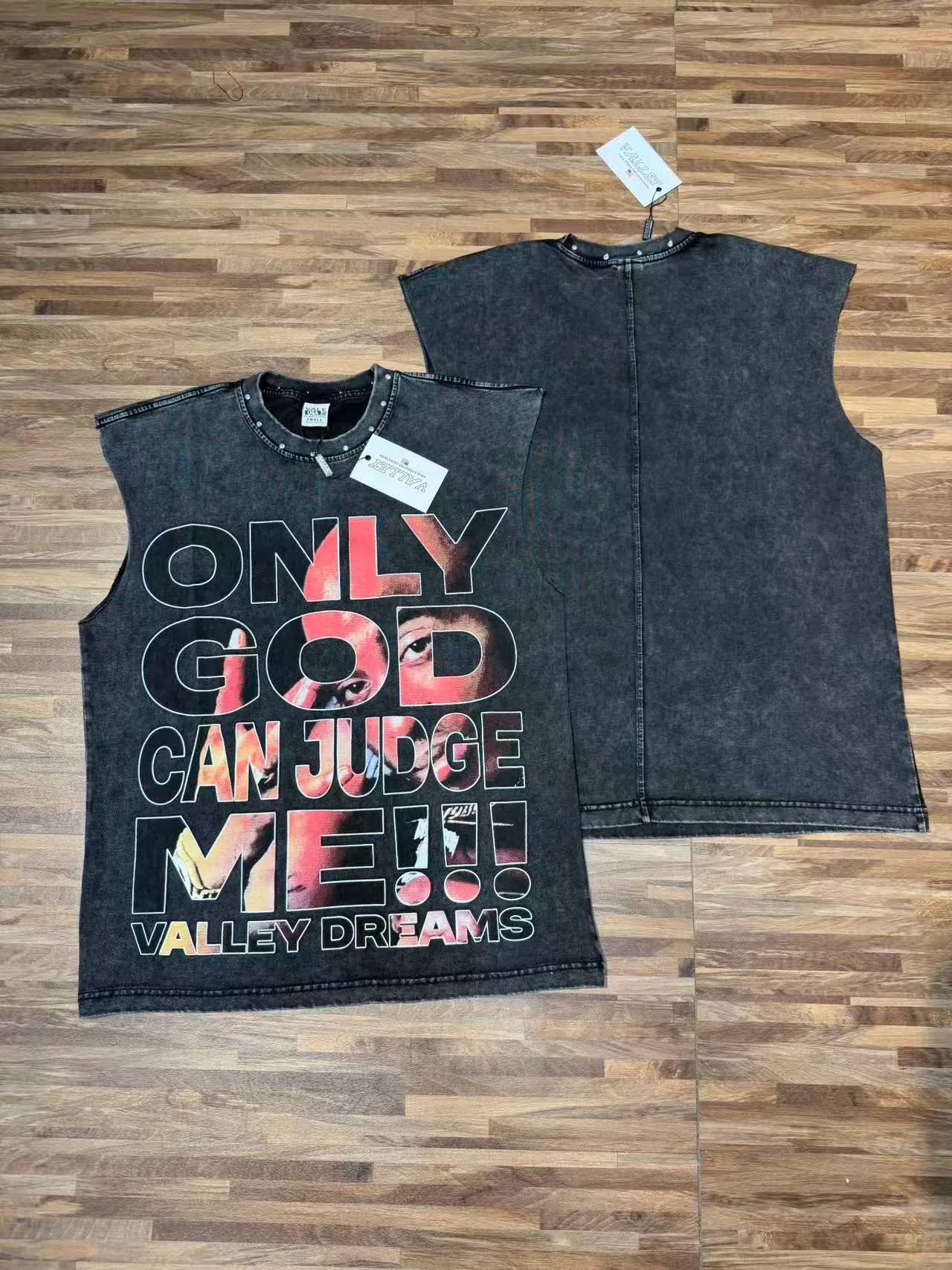 Army Green Black Sleeveless Graphic-Print Vest Top