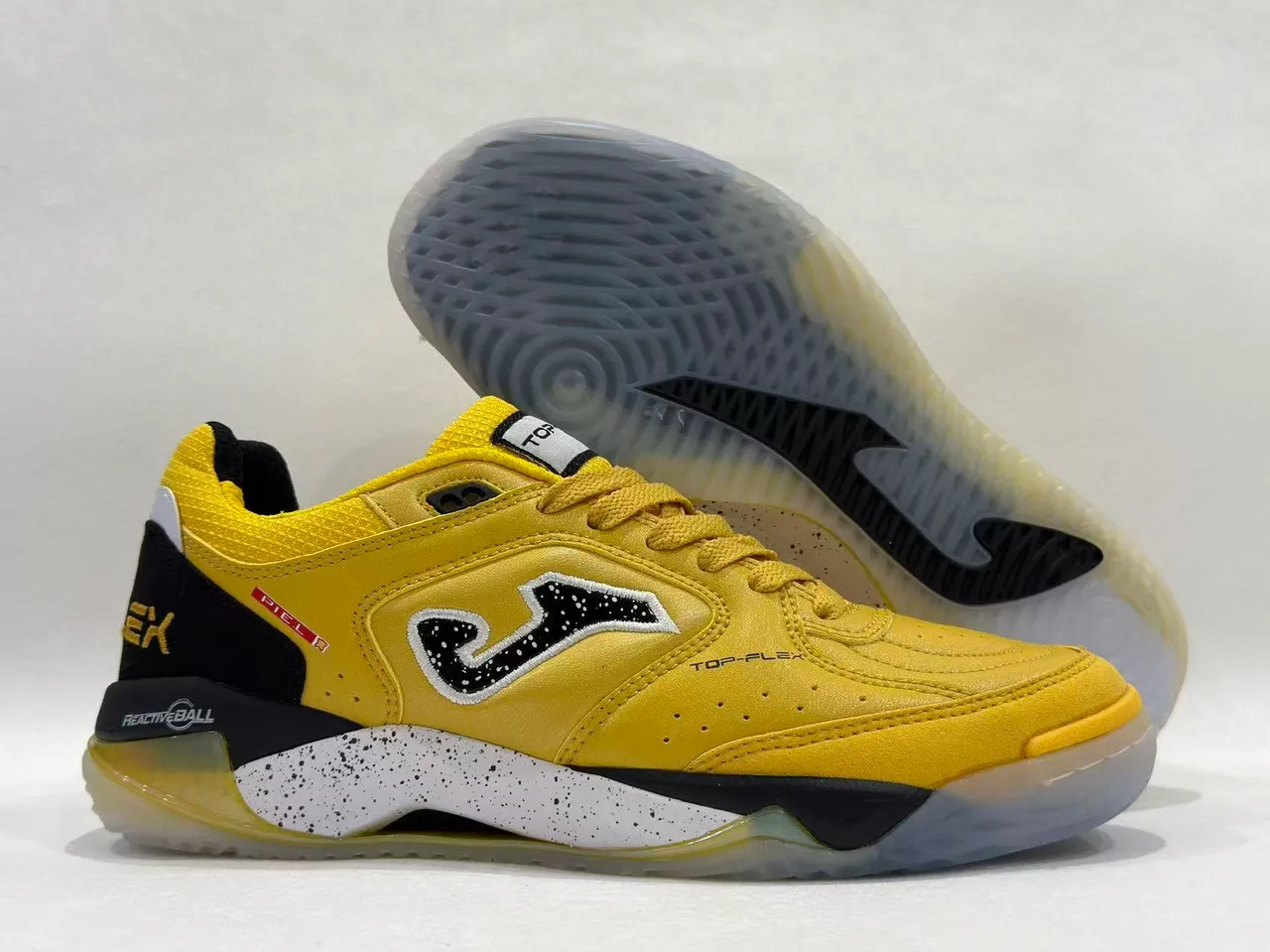 Joma Top-Flex Yellow Black Leather-and-Mesh Upper Sneakers