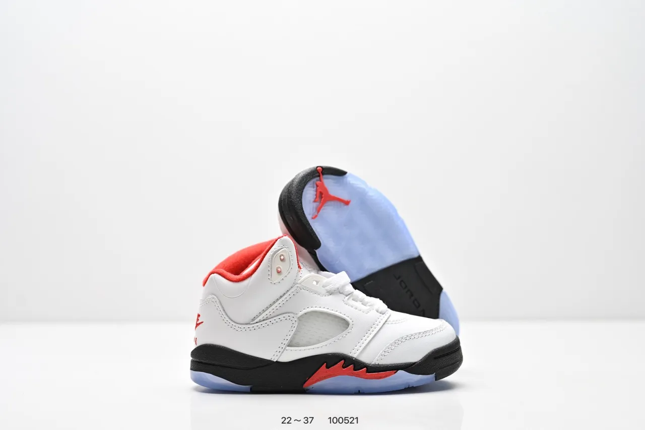Air Jordan 5 Black Red '75' Kids Basketball Shoes