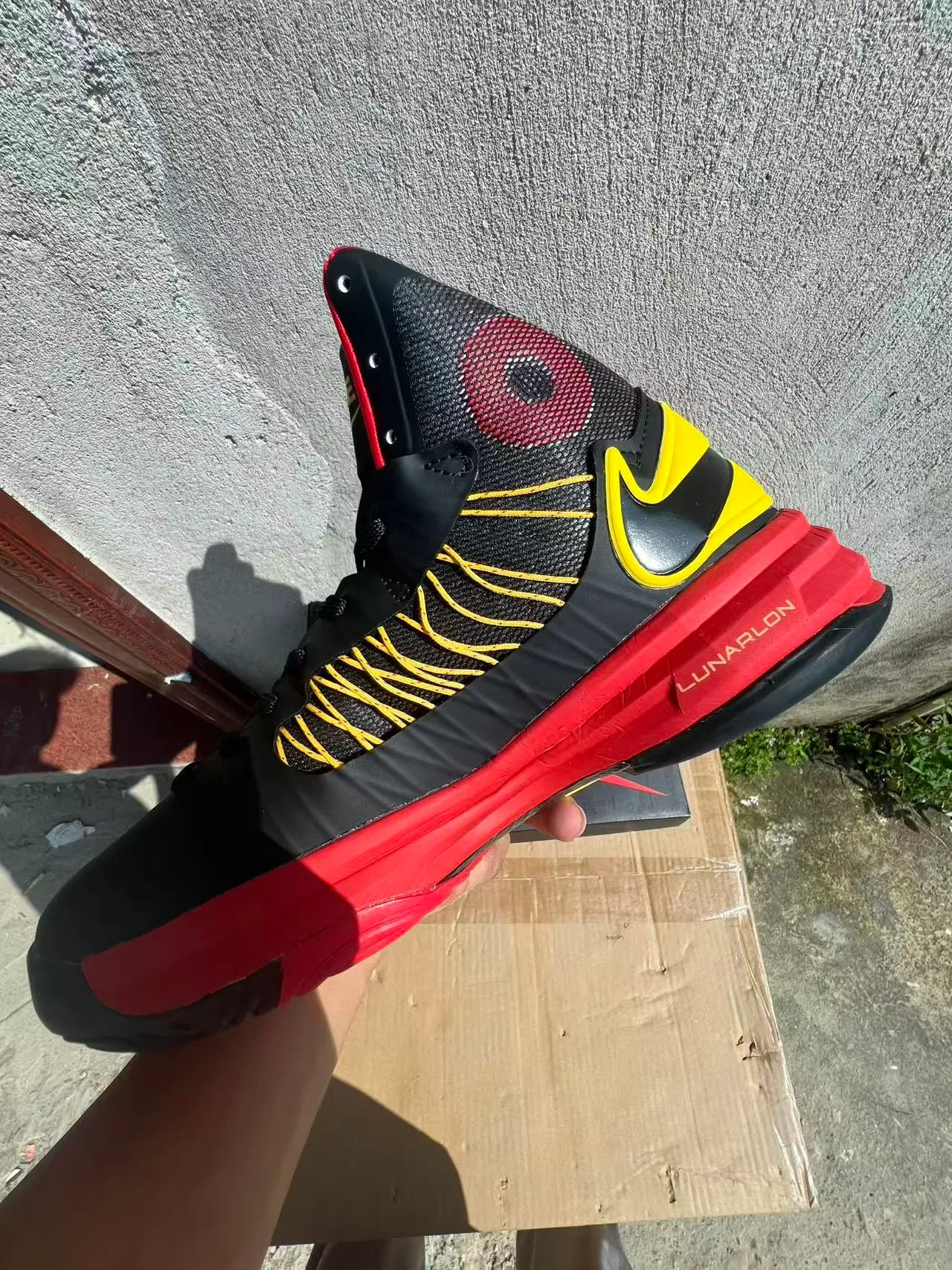 Nike Black Red High-Top Mesh-and-Synthetic Upper Basketball Shoes