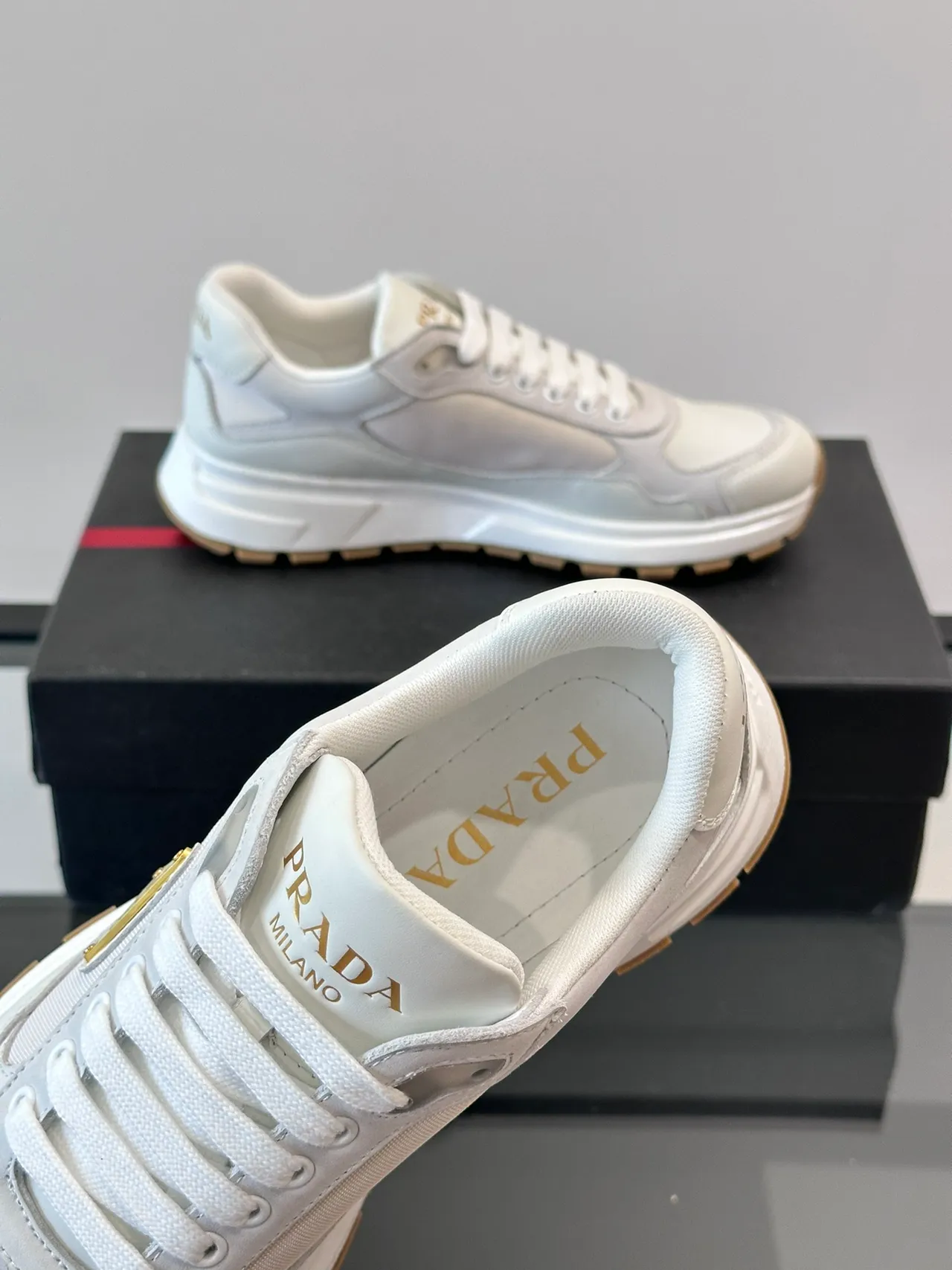 Prada Cloudbust White and Cream Chunky Sneakers
