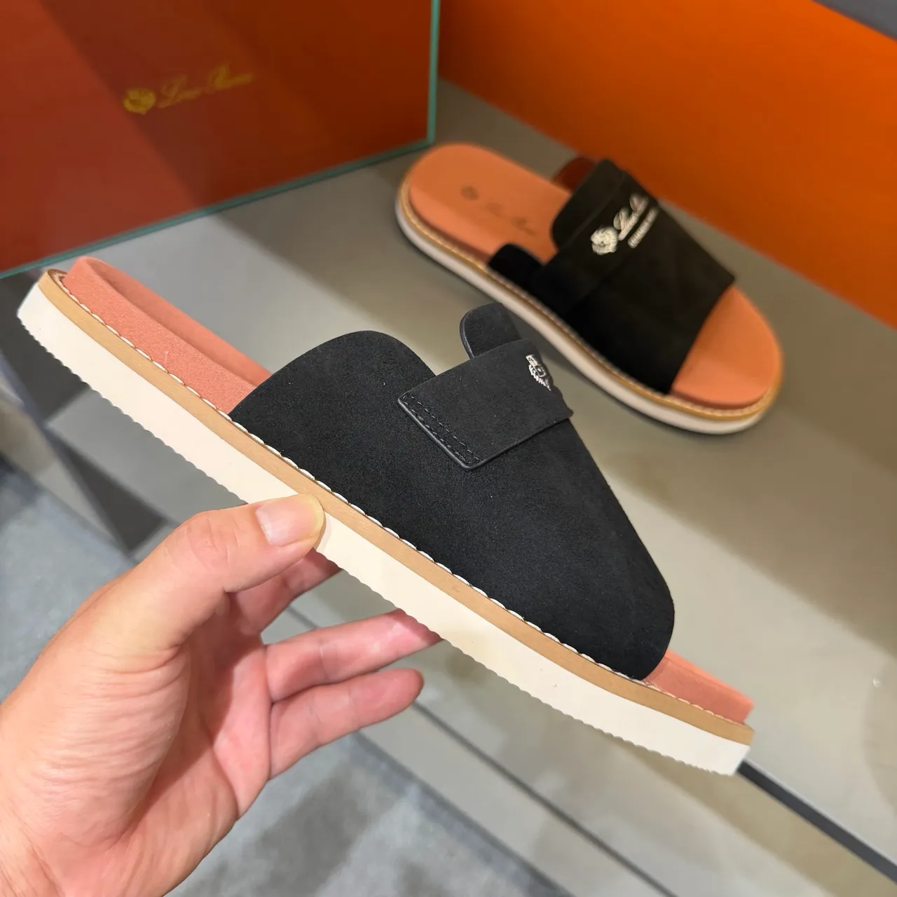 Loewe Summer Walk Suede Slide Slippers