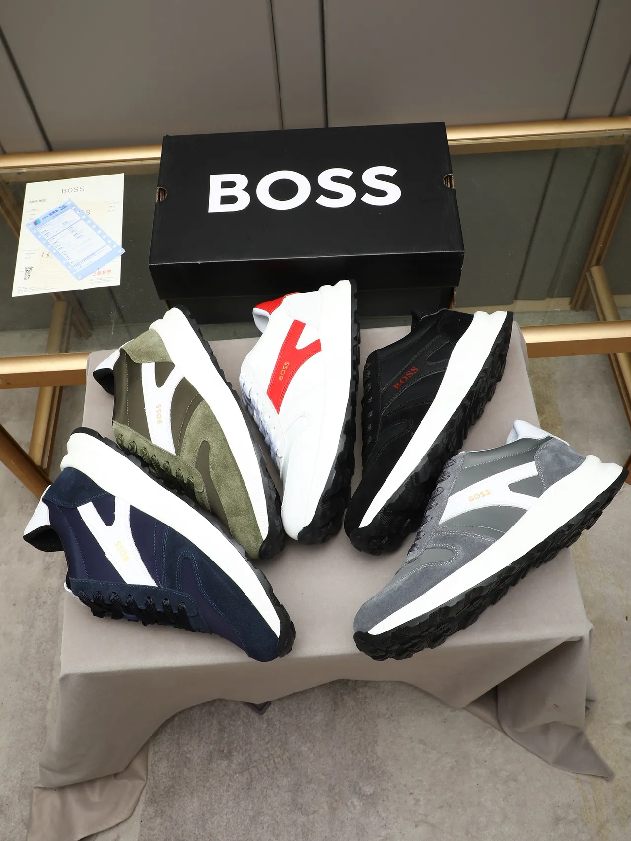 Hugo Boss Lifestyle Sneaker Navy and White Suede Textile Low-Top Sneaker