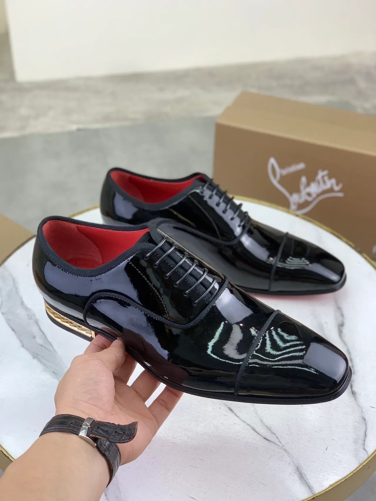 Christian Louboutin Patent Leather Cap Toe Oxford Shoes