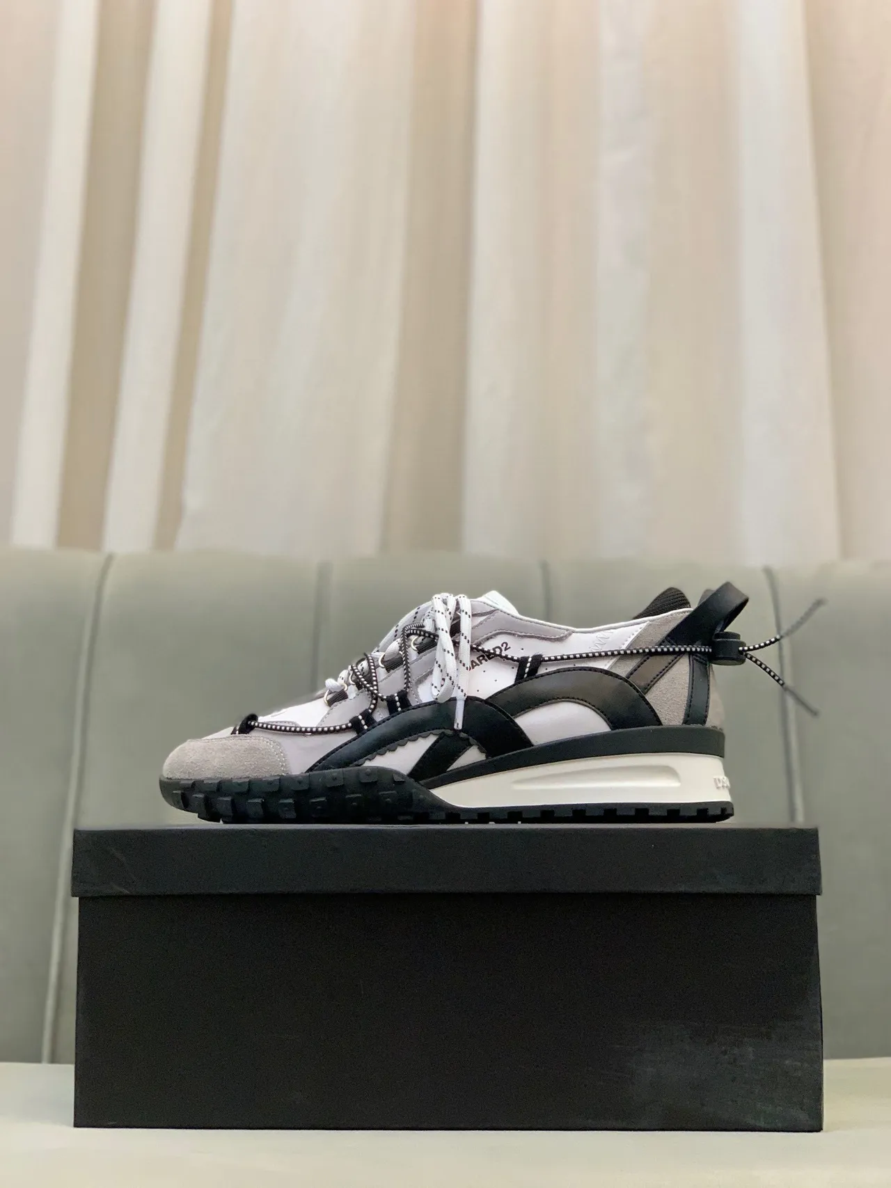 Dsquared2 ICON Multi-Strap Gray White Black Chunky Sneakers