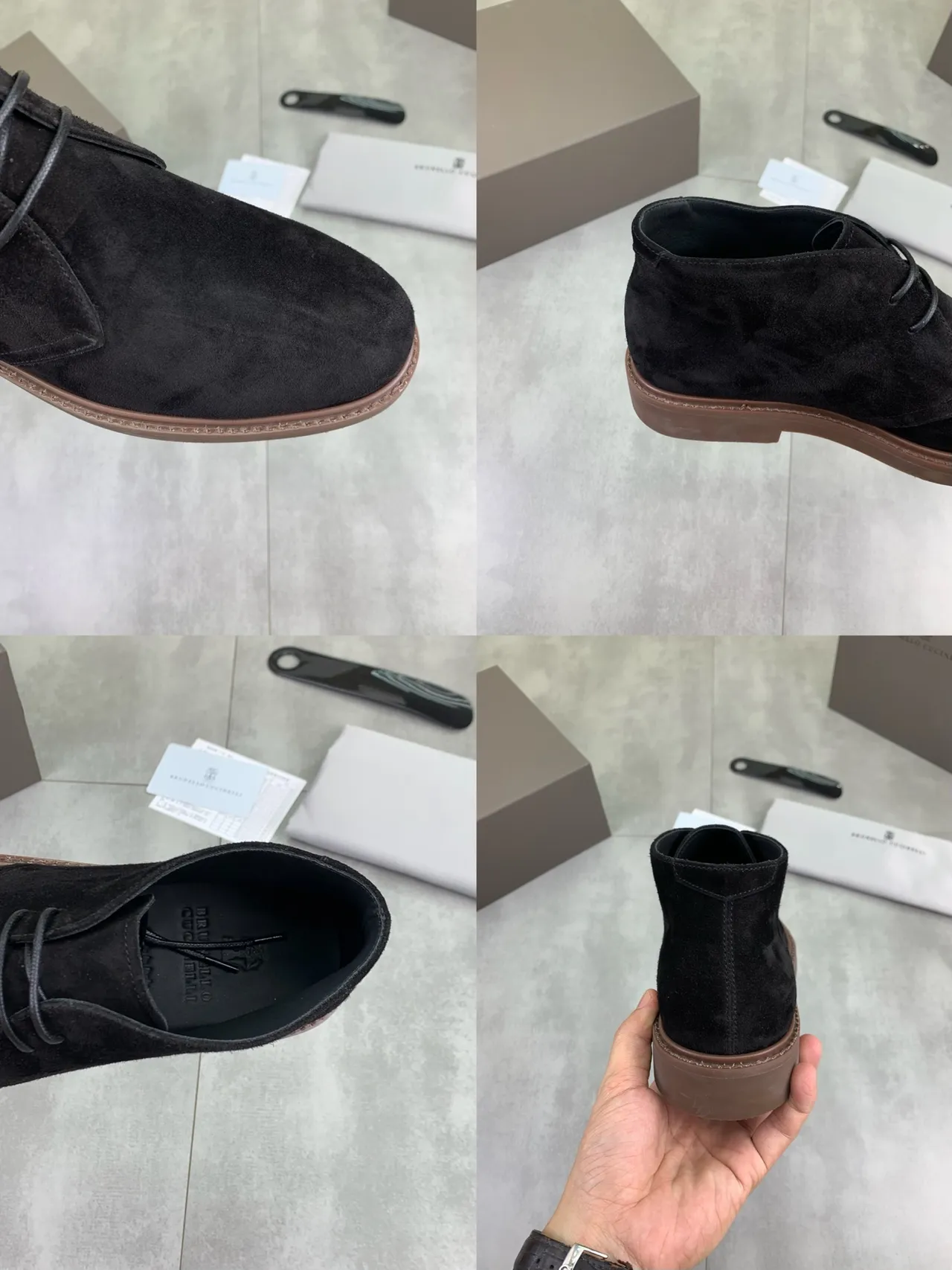 Black Brown Suede Chukka-Style Ankle Boots