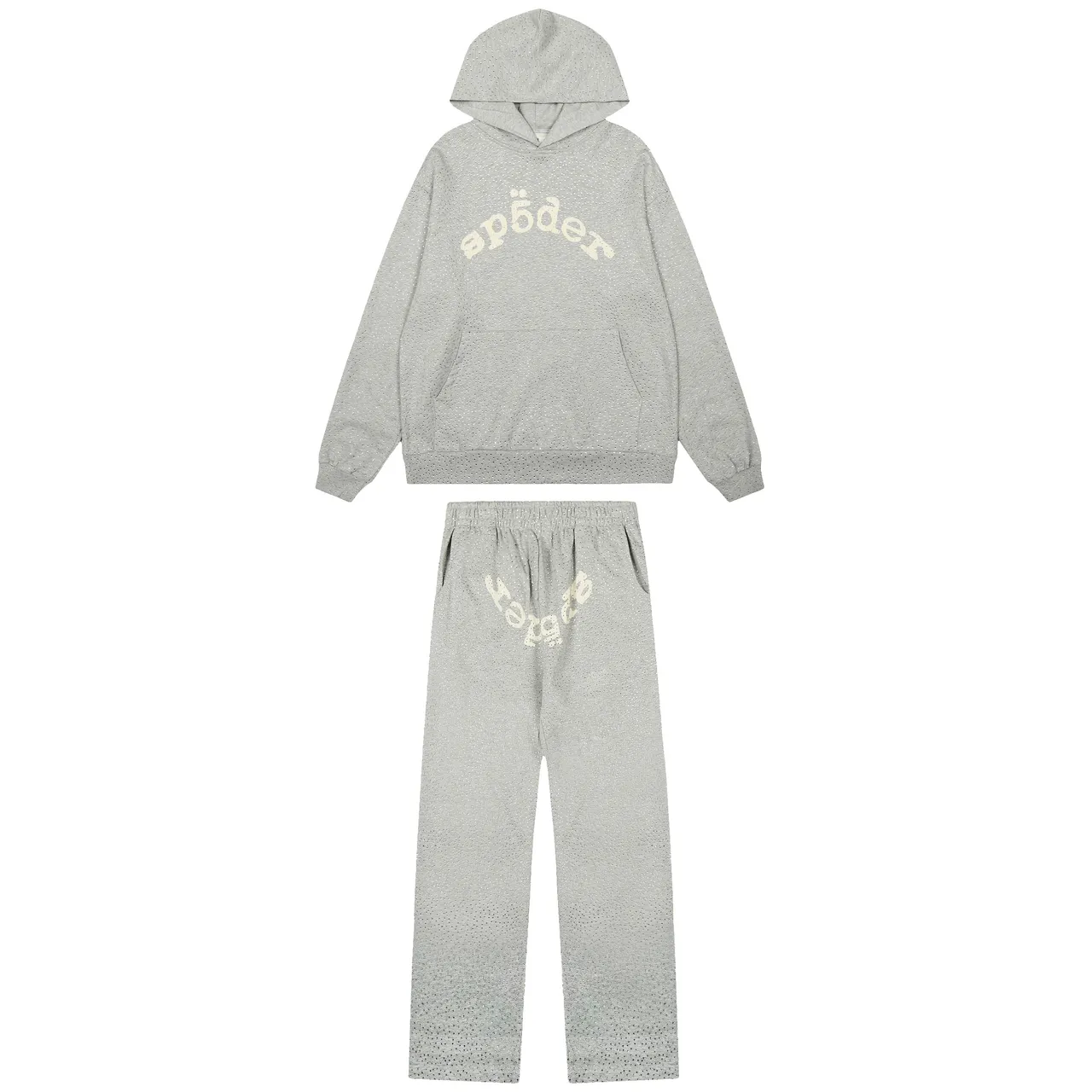 Sp5der Red Perforated Fabric Texture Arched Embroidered Logo Tracksuit