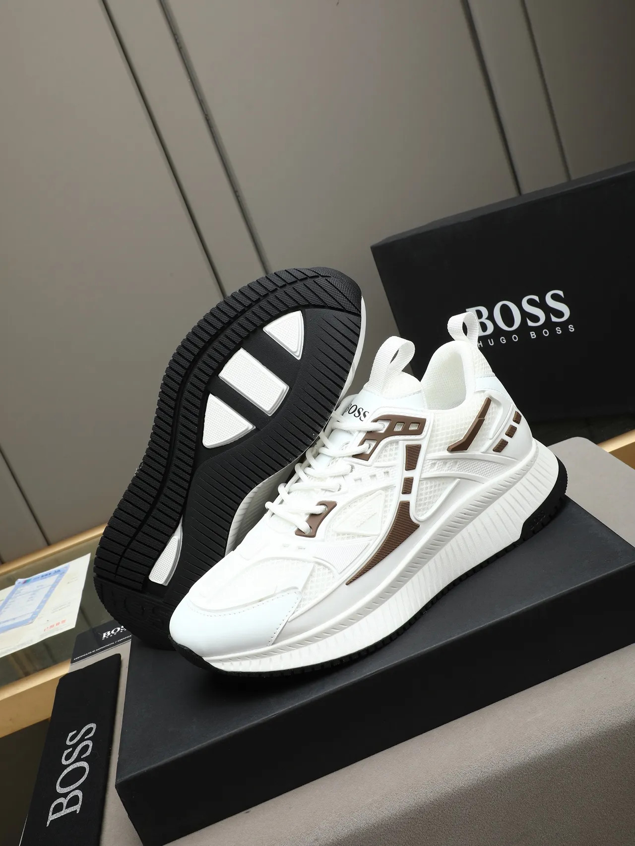 Hugo Boss White and Brown Lifestyle Sneaker