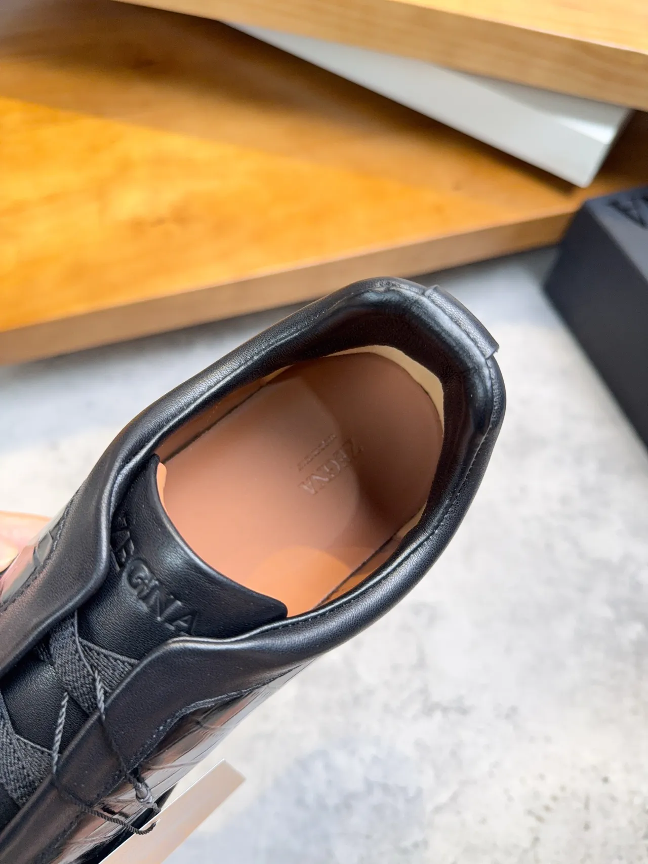 Zegna Slip-On Croc-Embossed Leather Black Lifestyle Sneakers