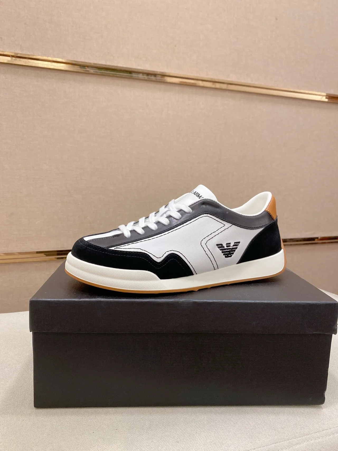 Emporio Armani Panelled Eagle Logo Black White Lifestyle Sneaker
