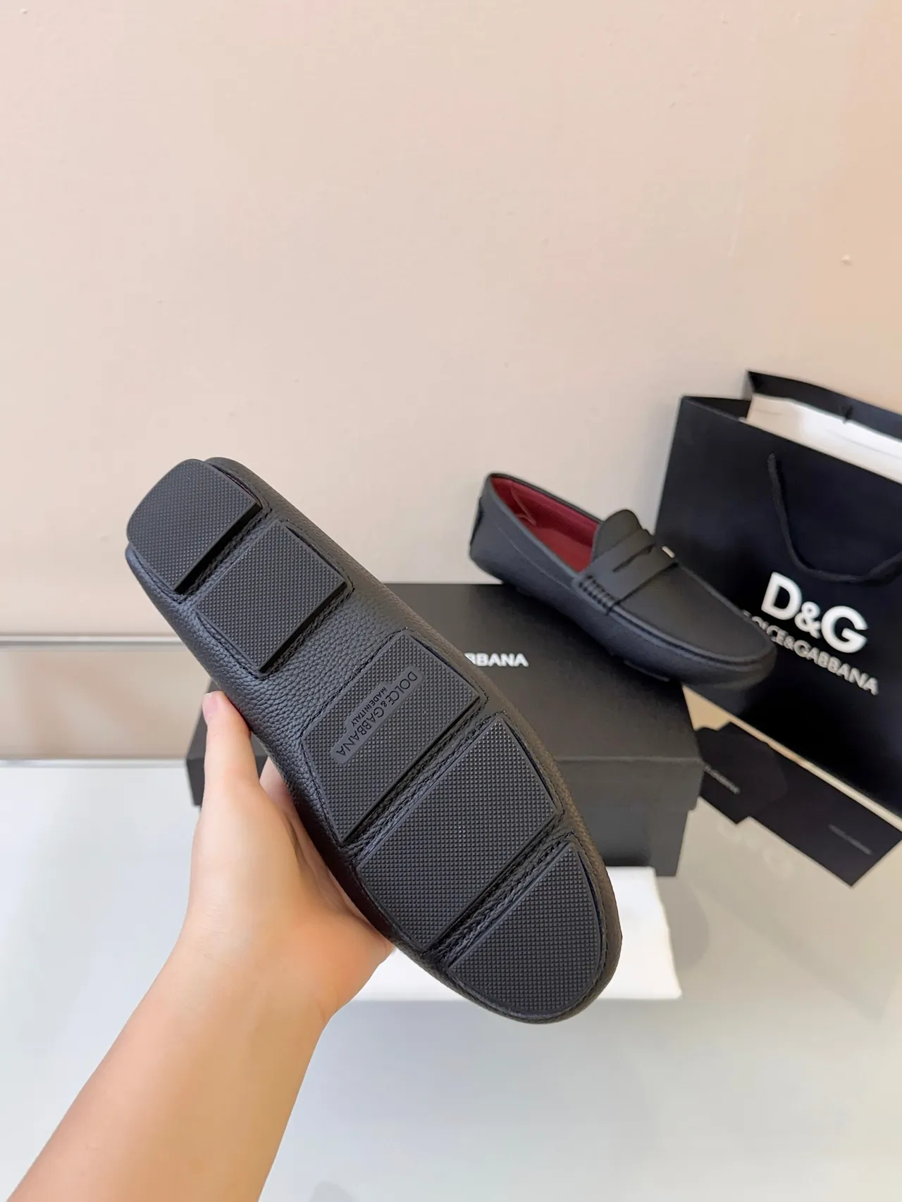 Dolce & Gabbana Portofino Black Pebbled Leather Penny Loafer