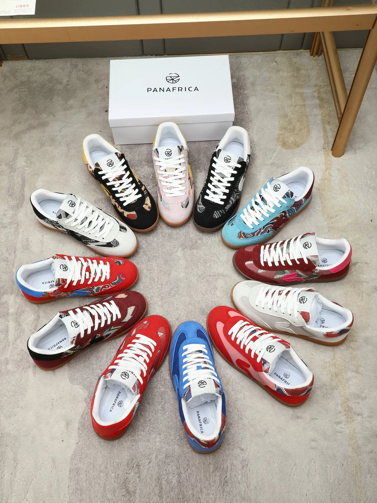 Blue Multicolor Two-Tone Suede Abstract Side Logo Sneakers
