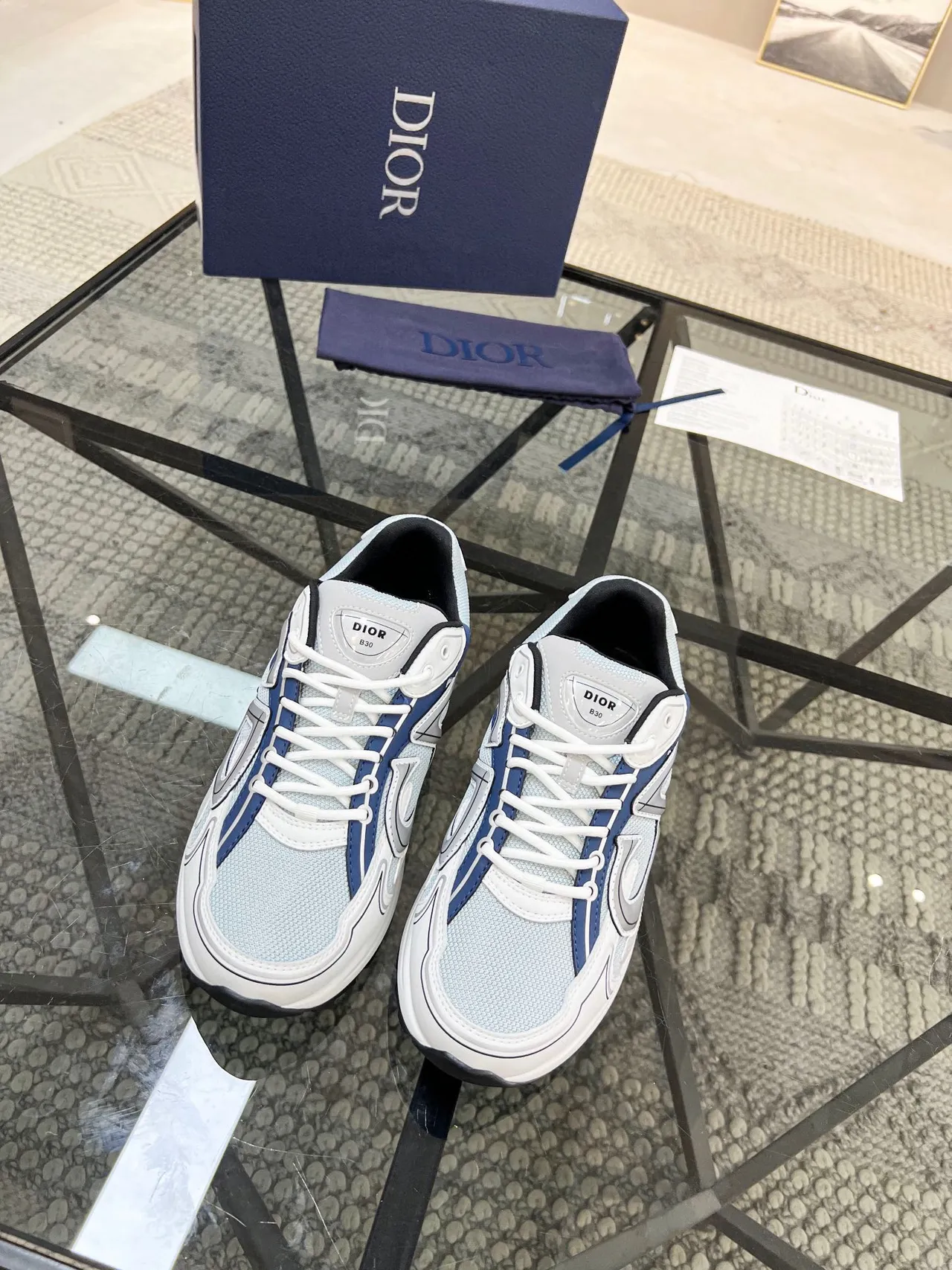 Dior B23 Layered Geometric Overlay Chunky Sneakers