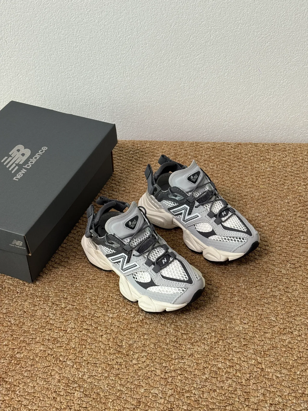 New Balance 9060 Gray Black Chunky Sneakers