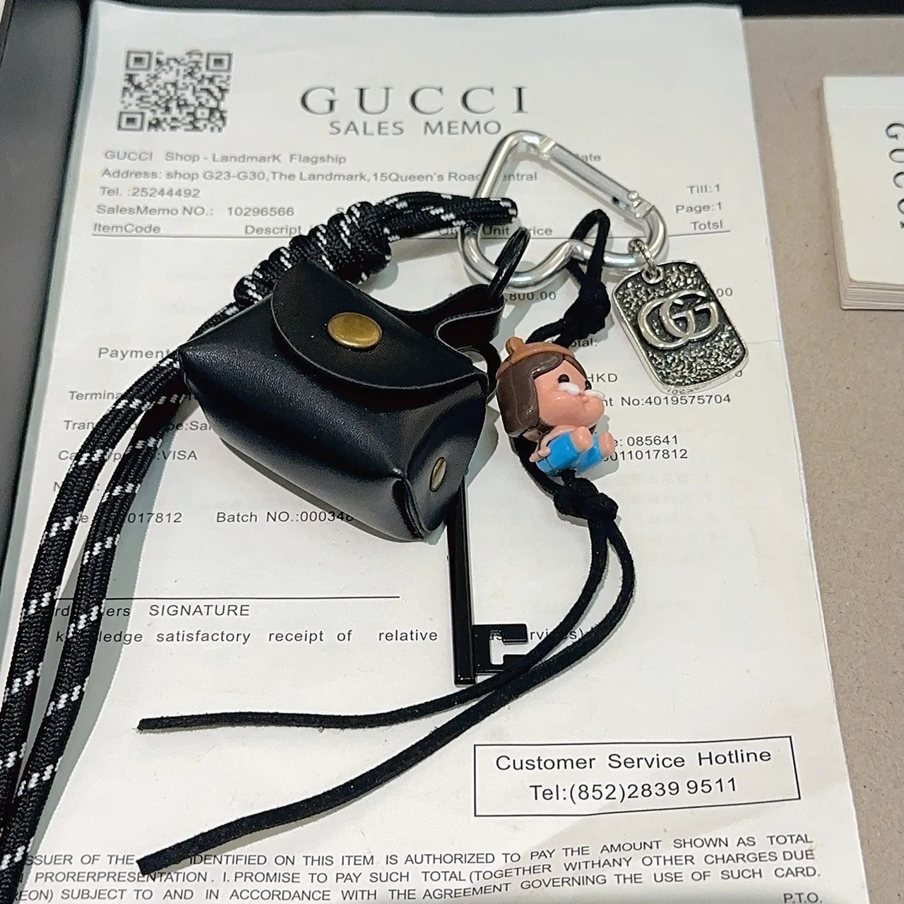 Gucci Black Gold Mini Leather Pouch Paracord Lanyard Camera Bag