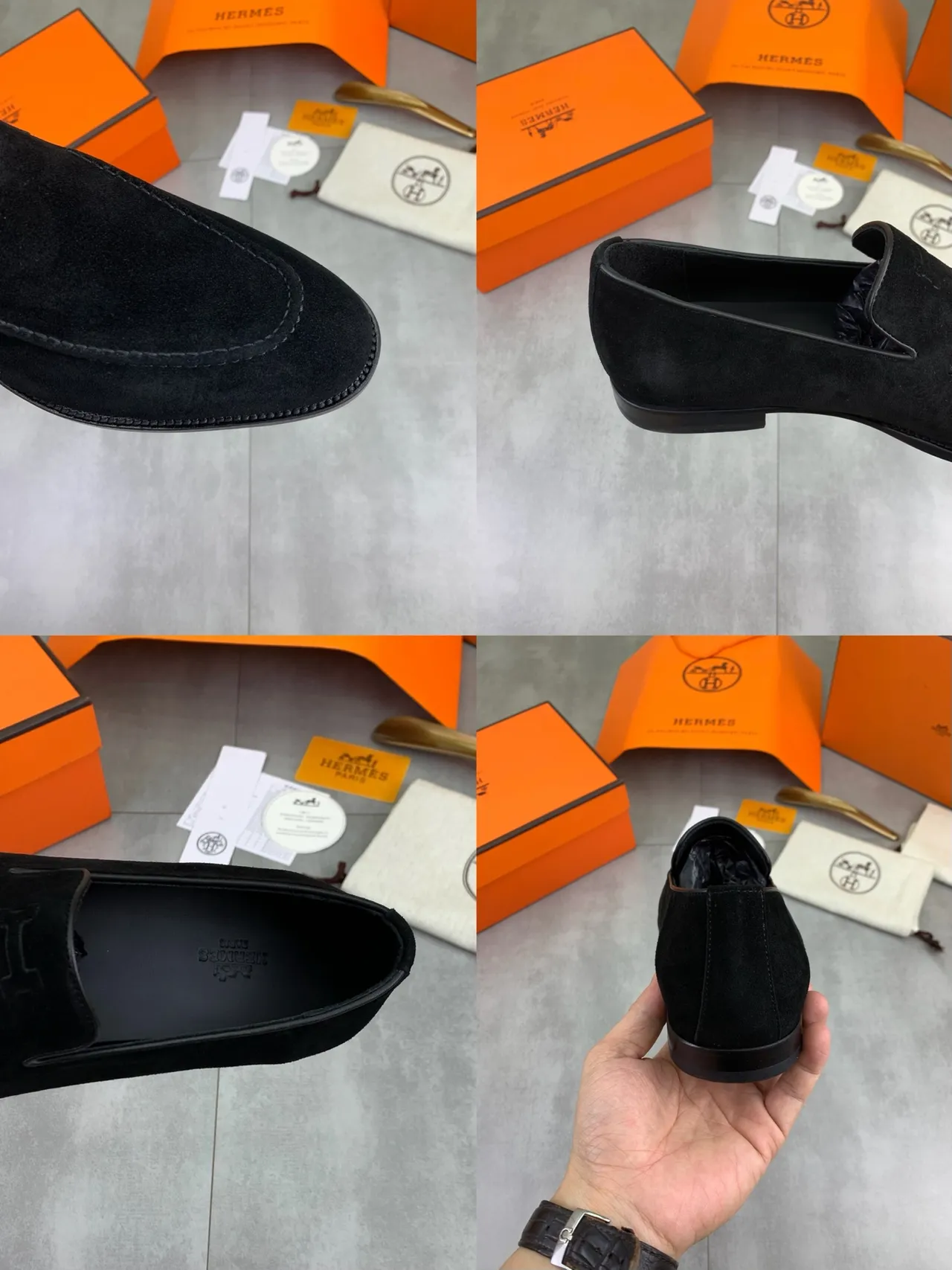 Hermès Oran Loafer Black Suede Slip-On Loafers