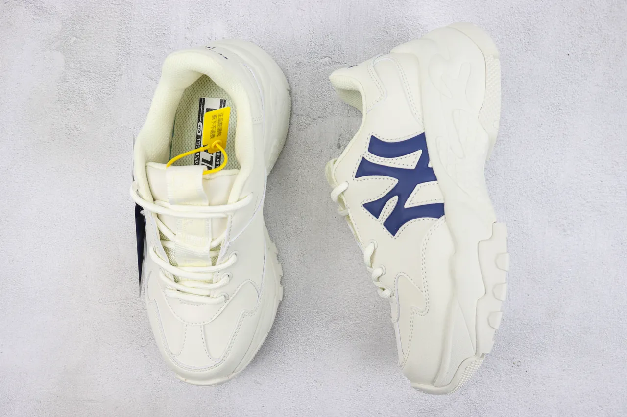 New Era White Navy Chunky Sculpted Sole Oversized Interlocking Logo Sneakers