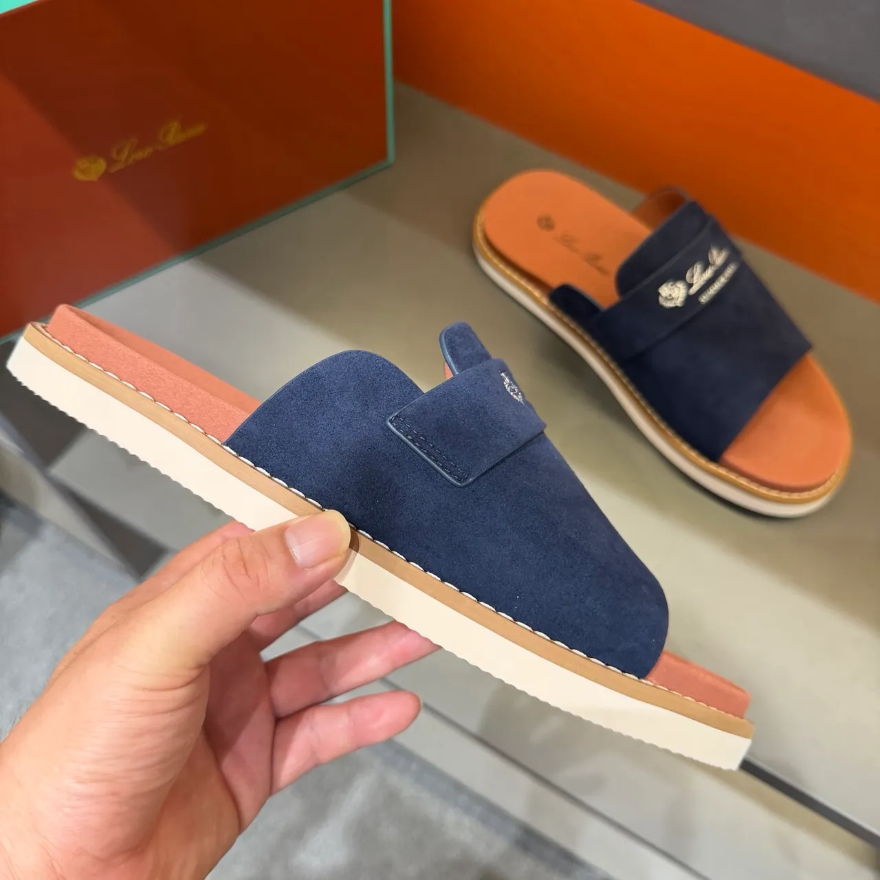 Loewe Summer Walk Suede Slide Slippers