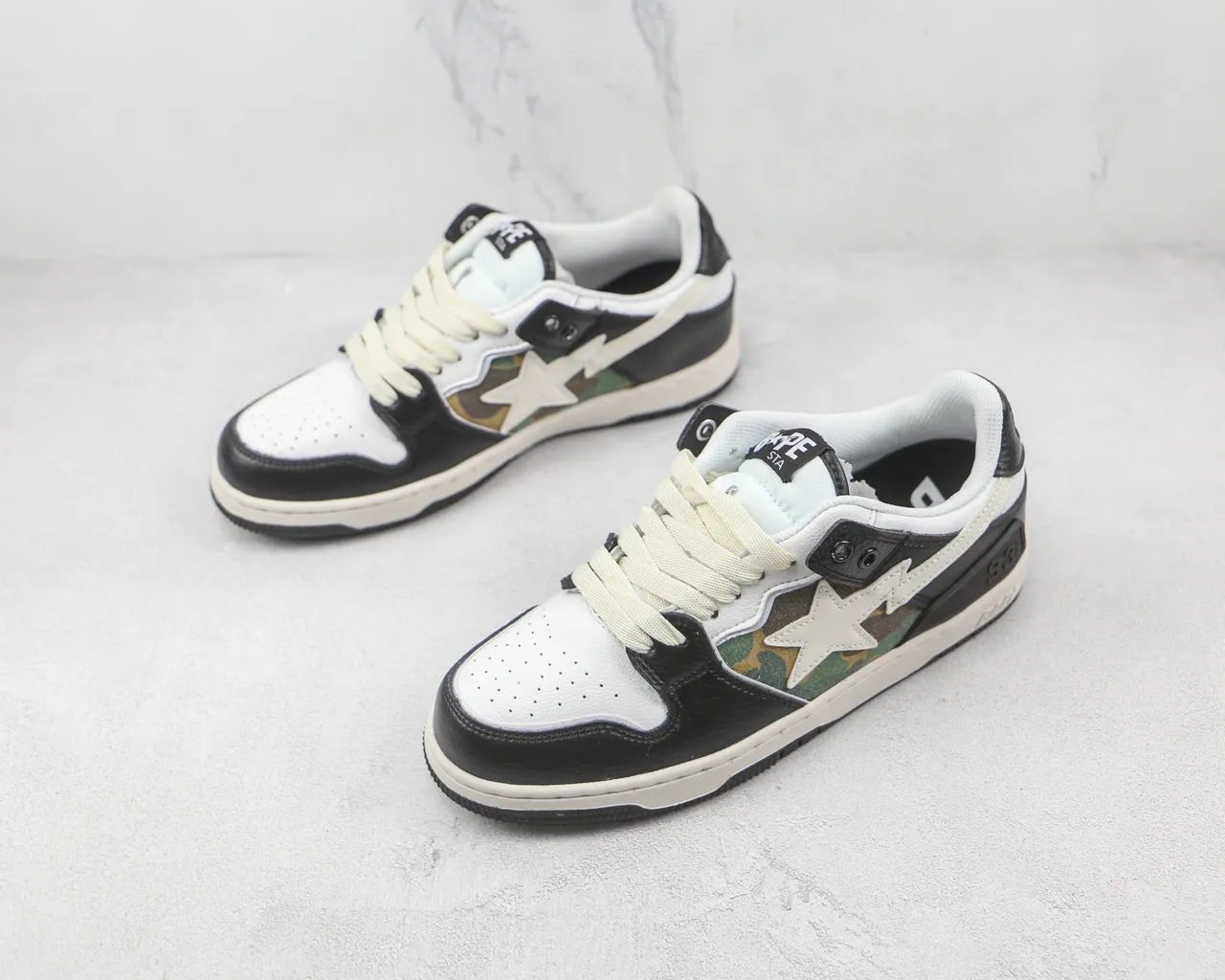A Bathing Ape BAPE STA Black White Camo Lifestyle Sneakers