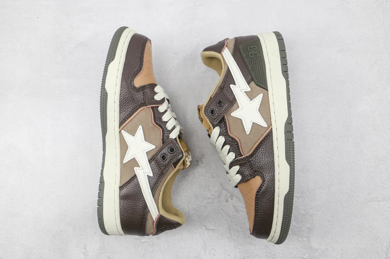 A Bathing Ape BAPE STA Brown Beige Star Logo Lifestyle Sneakers