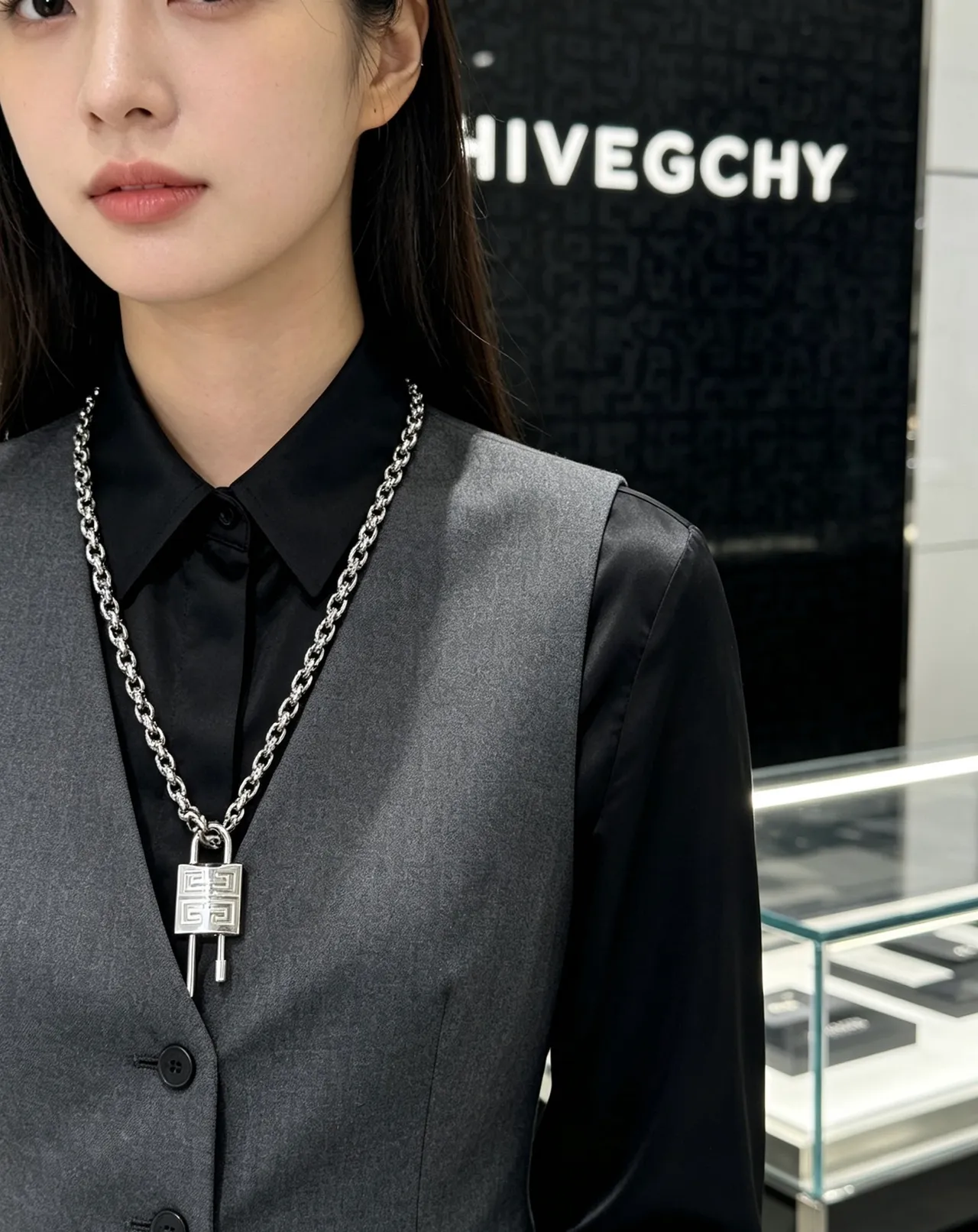Givenchy Pandora Lock Silver-Toned Padlock Pendant Necklace