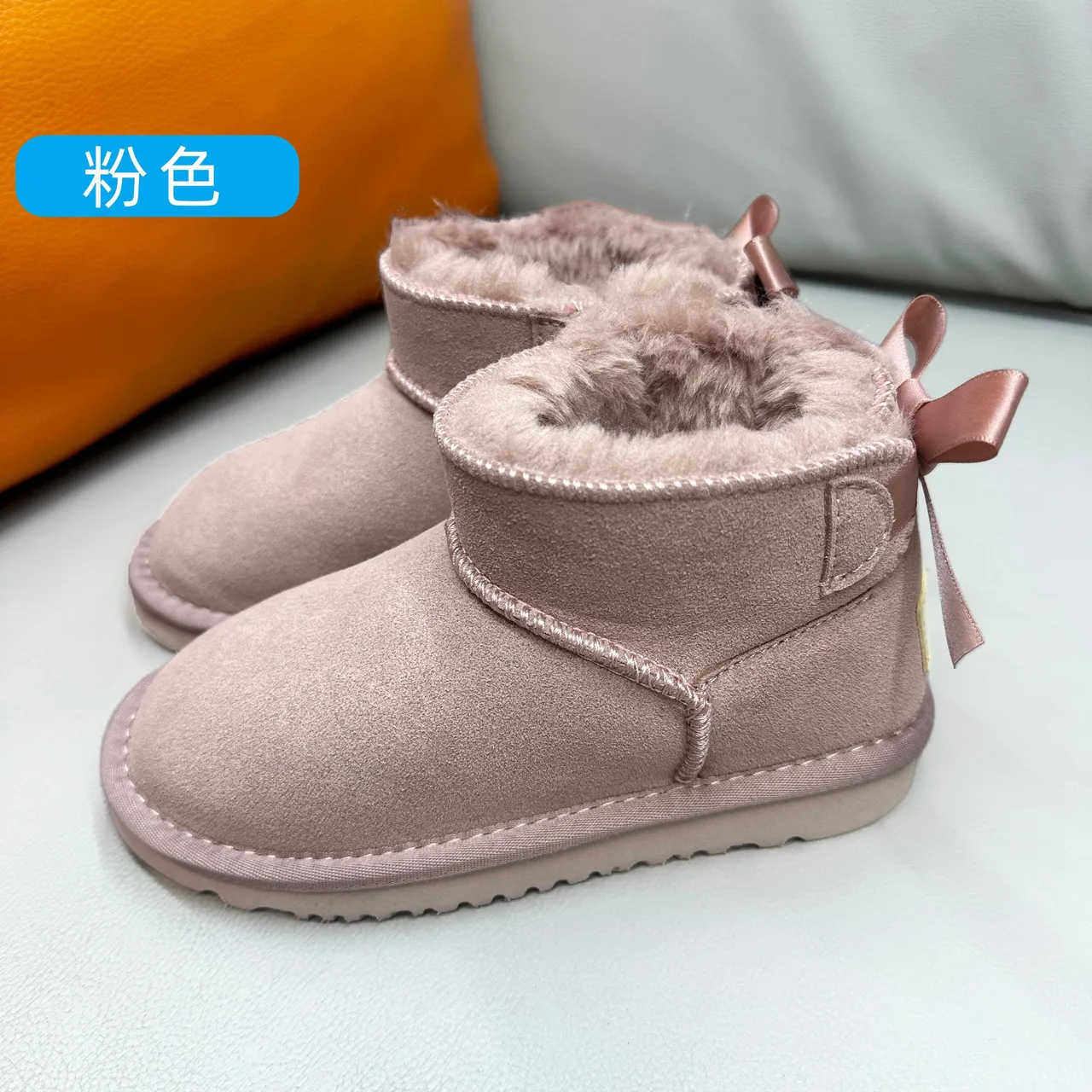 UGG Classic Mini Tan Suede Shearling-Lined Snow Boots