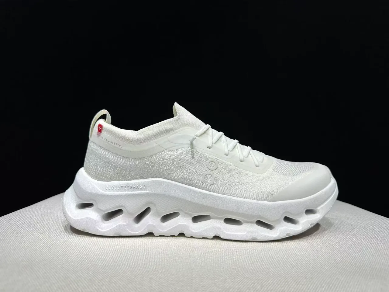 On White Monochrome Knit Upper Chunky Sneakers