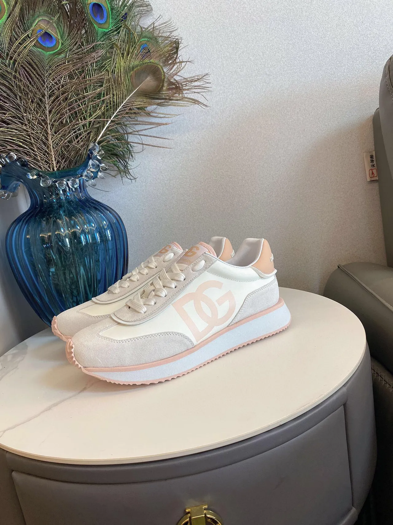 DC Shoes Beige Pink Platform Sole Suede And Synthetic Upper Lifestyle Sneakers