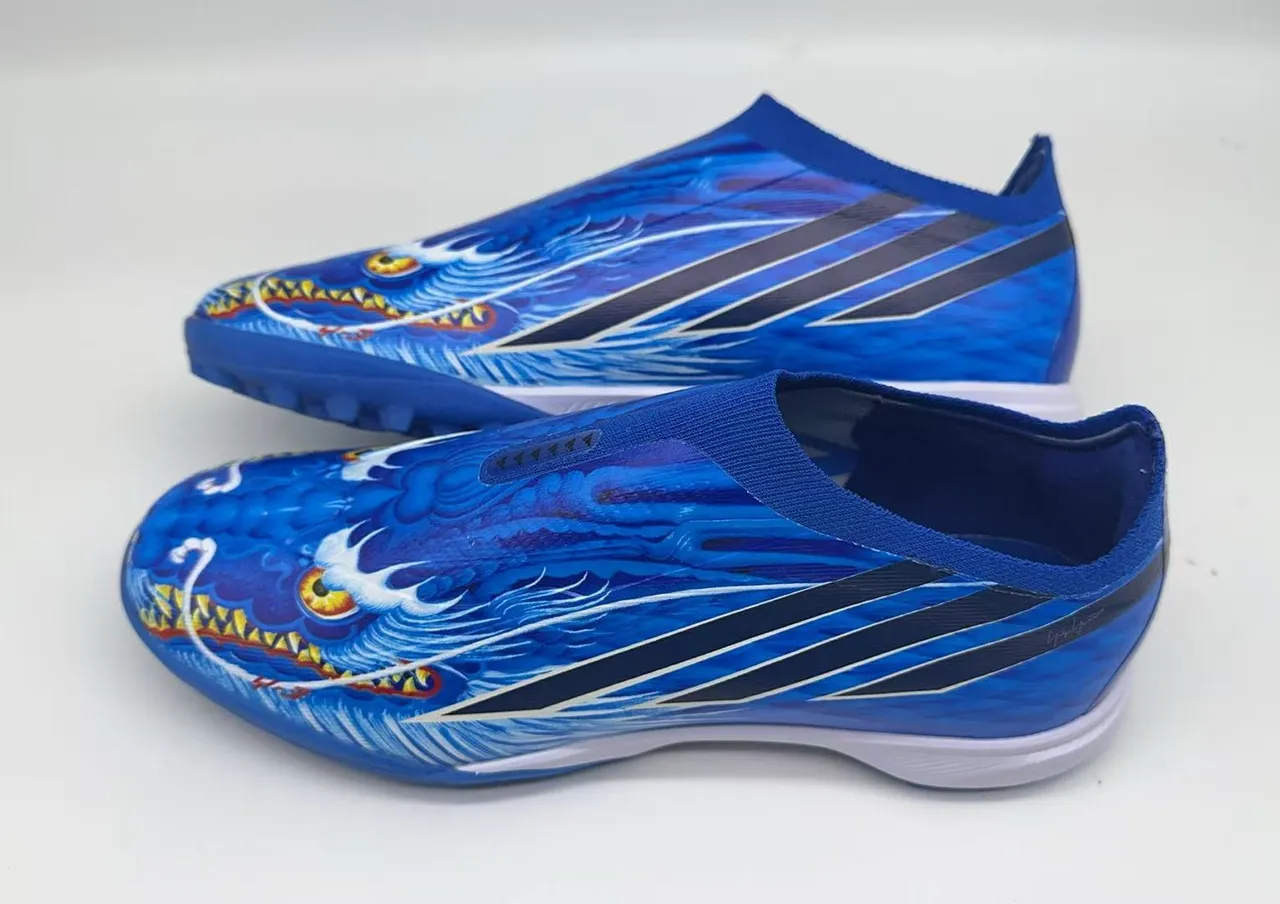 Blue Dragon Graphic Slip-On Turf Soccer Shoes