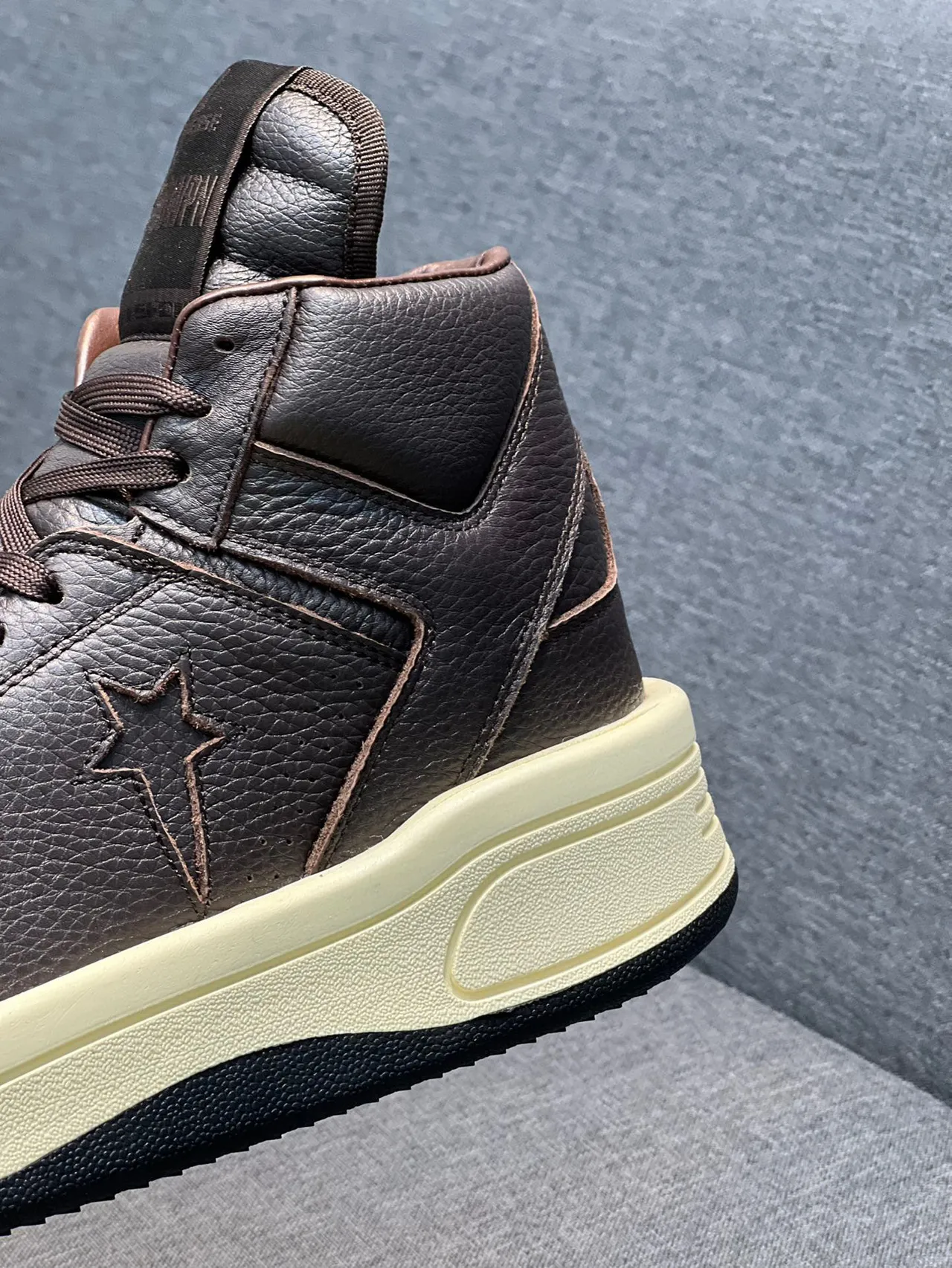 Converse Brown Beige High-Top Pebbled Leather Lifestyle Sneakers