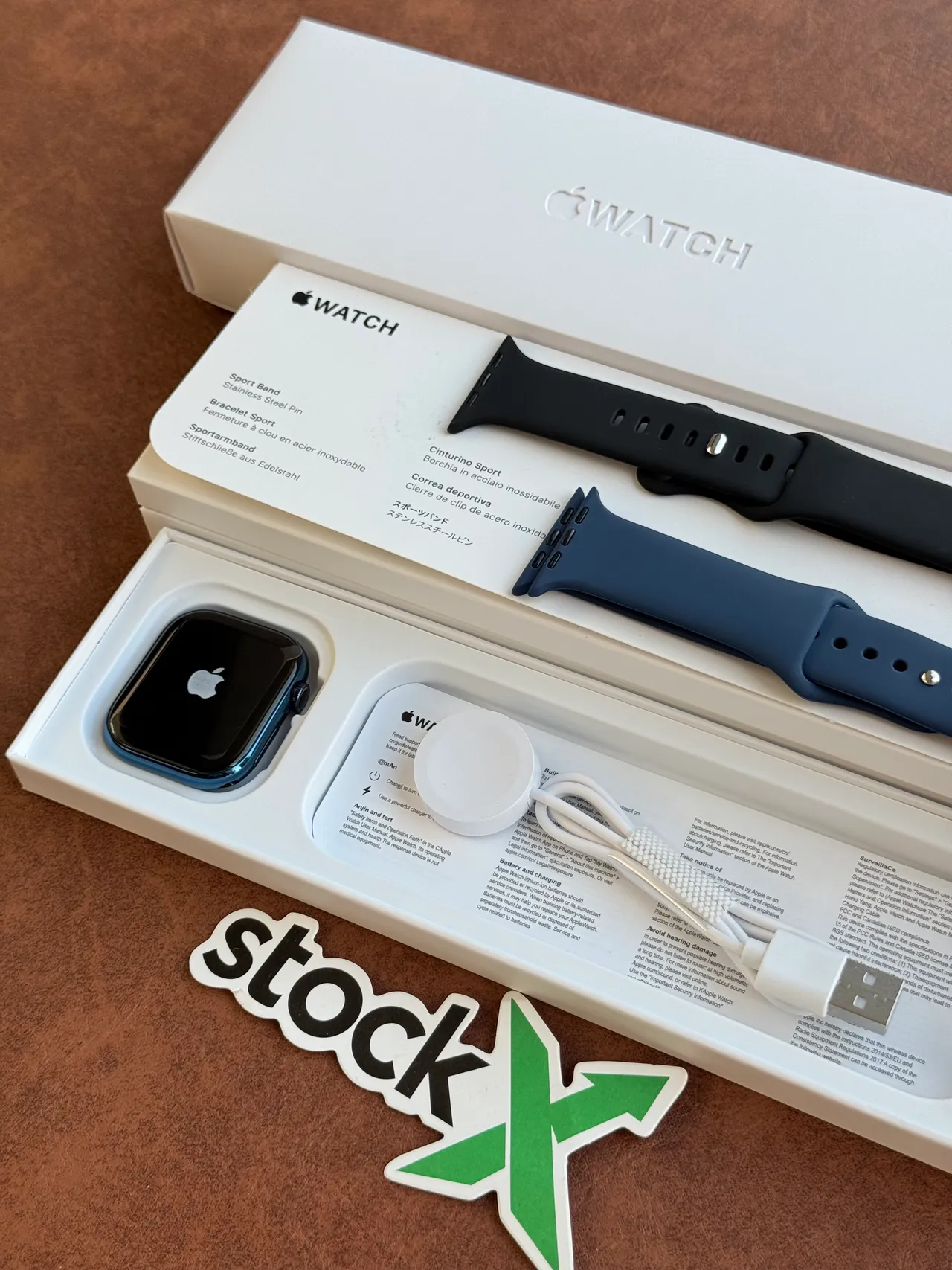 Apple Blue Black Square Case Flat Display Sports Watch
