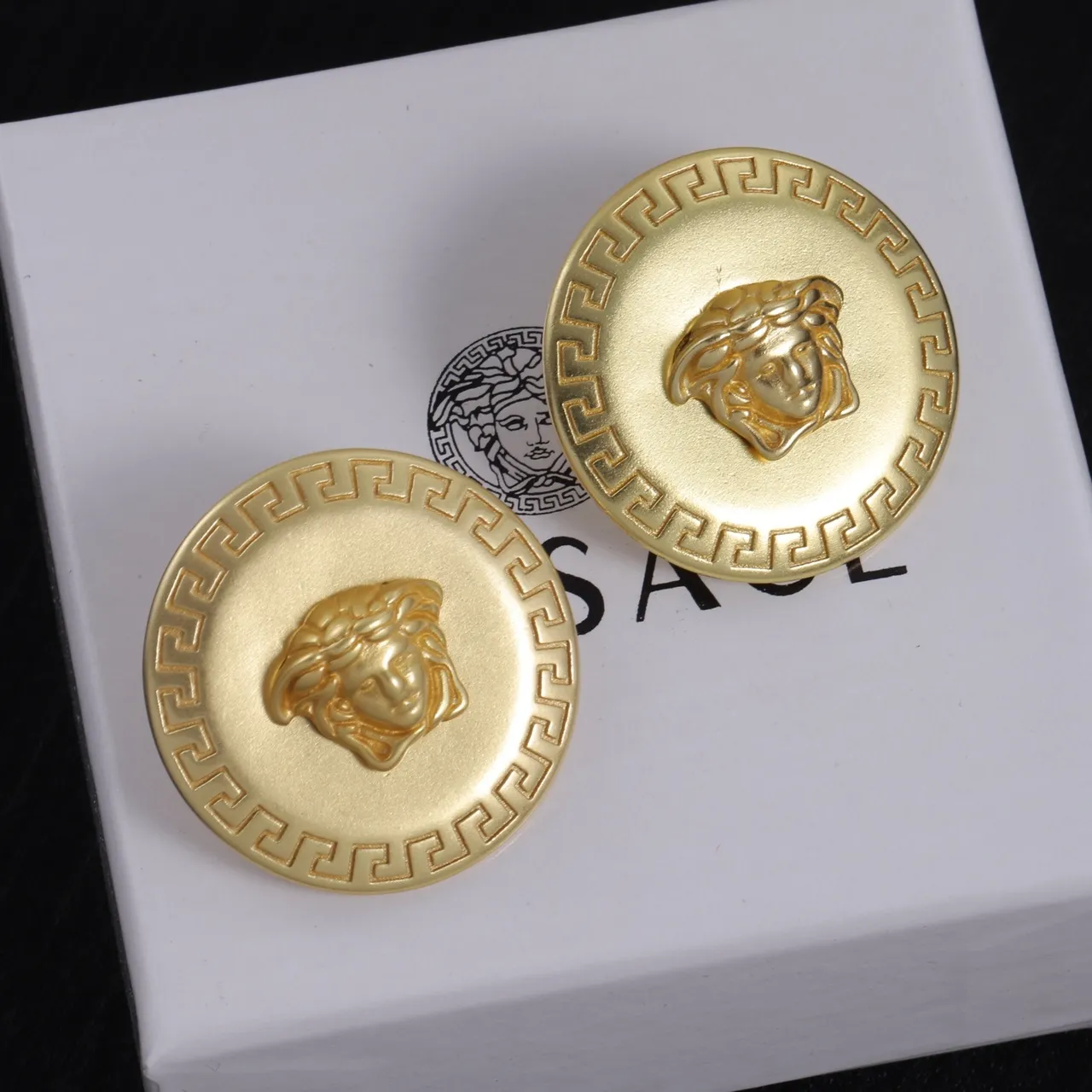 Versace Greca Odissea Gold-Tone Medusa Head Earrings