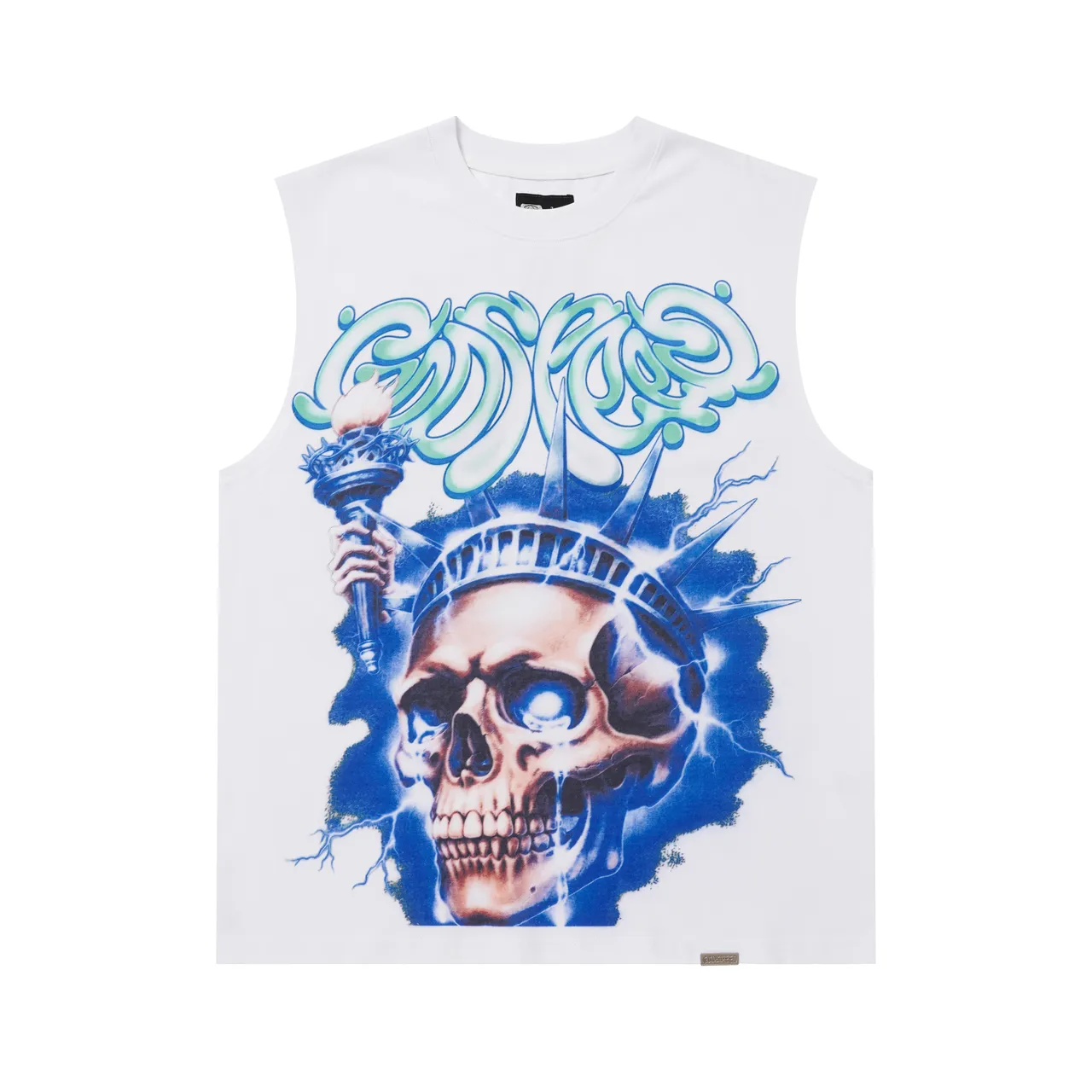 Graphic-Print Sleeveless Crew-Neck Vest Top