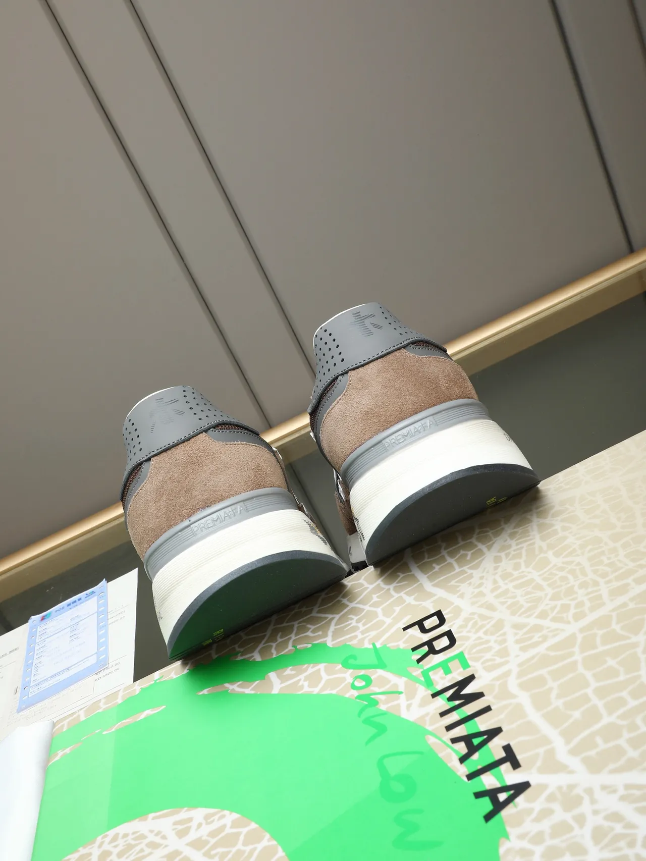 Premiata Brown and Gray Mixed-Material Lifestyle Sneaker