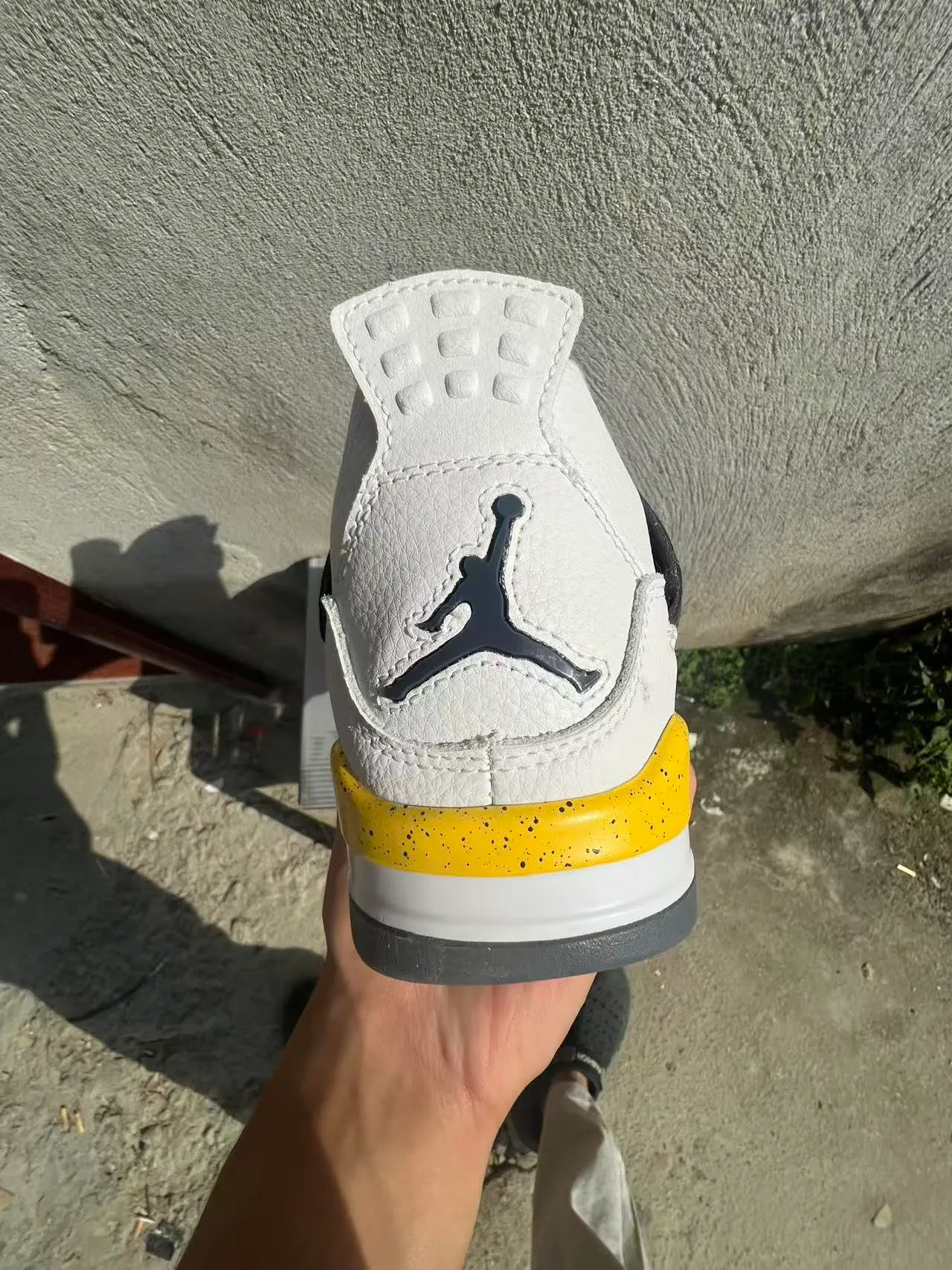 Air Jordan 4 White Black Yellow Speckle Basketball Shoes