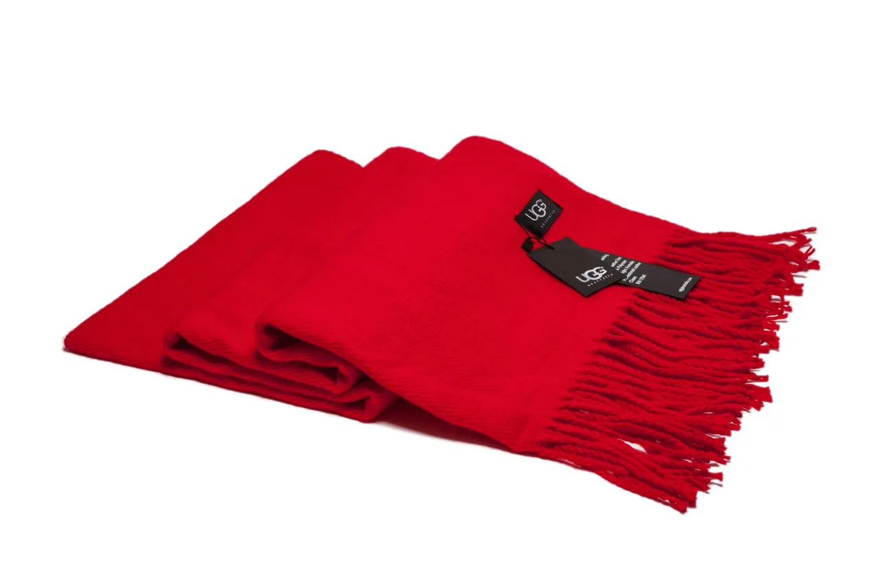 UGG Red Knitted Fringed Scarve
